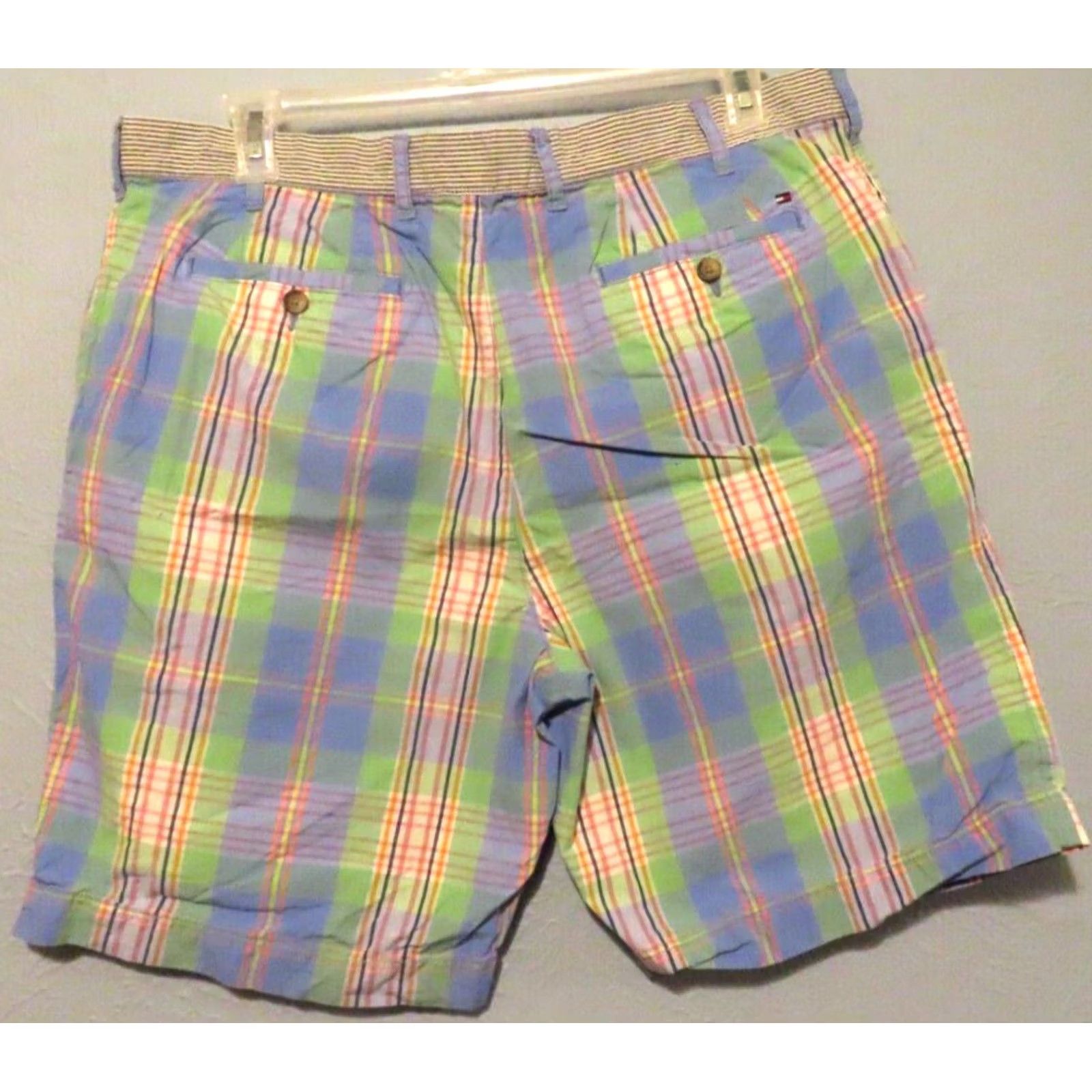 Tommy Hilfiger Tommy Hilfiger Men Short Pants Multicolor Casual Plaid Button Pocket Cotton Regular 38 Chino Breathable Lightweight Spring Summer 38 in Mens Size US 38 / EU 54 - 4 Thumbnail
