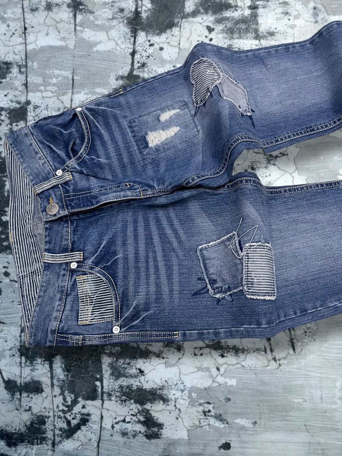 Japanese Brand Vintage 1990s Japan Designer Casse Jeans Patchwork Denim Size US 30 / EU 46 - 8 Thumbnail