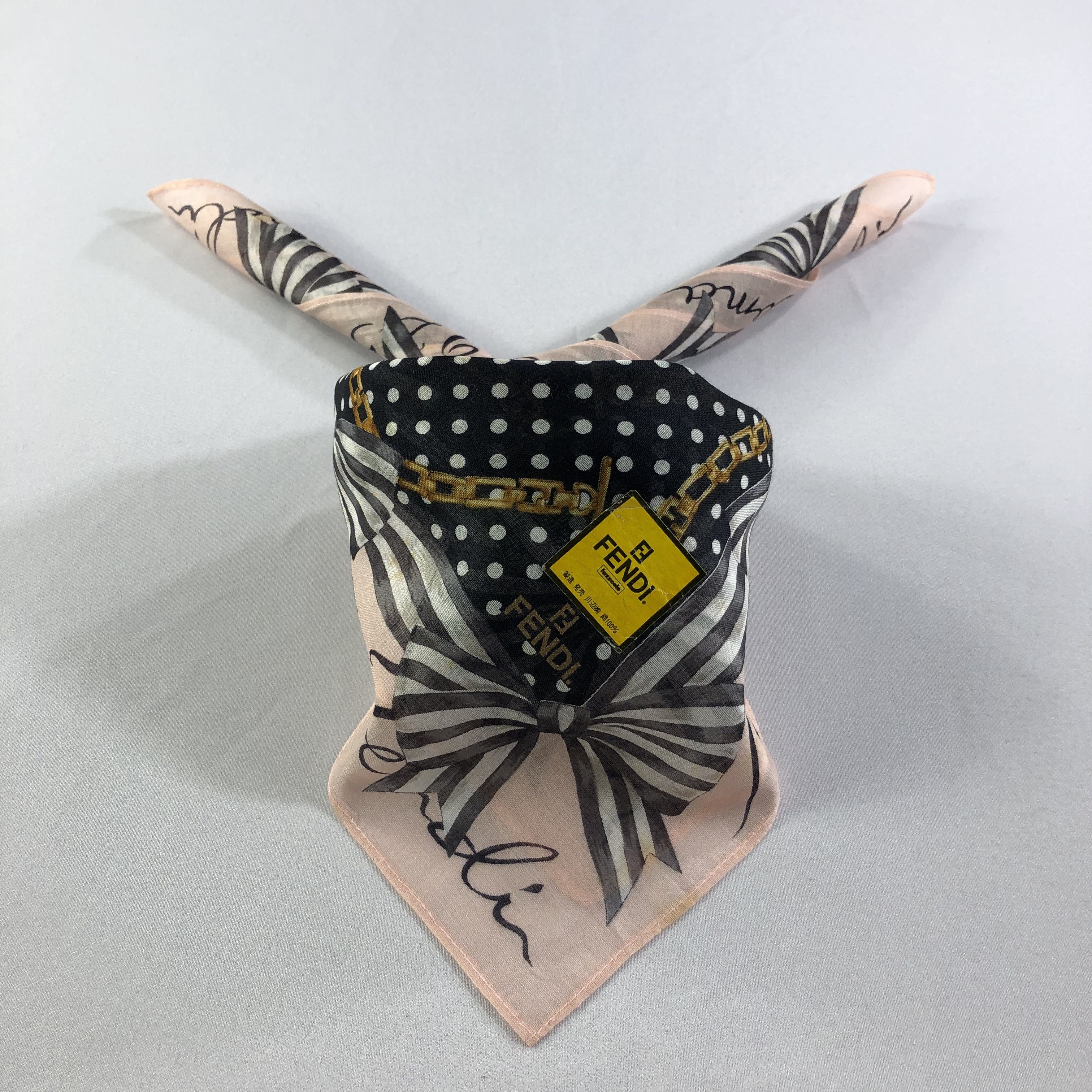 Japanese Brand Fendi Ribbons Handkerchief Neckerchief Bandana H2217 Size ONE SIZE - 2 Thumbnail