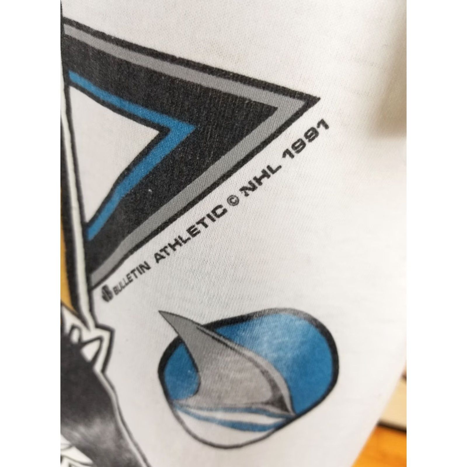 NHL VINTAGE 91' SAN JOSE SHARK NHL HOCKEY T-SHIRT 2 SIDE PRINT COTTON XLARGE White Mens Size US XL / EU 56 / 4 - 4 Thumbnail