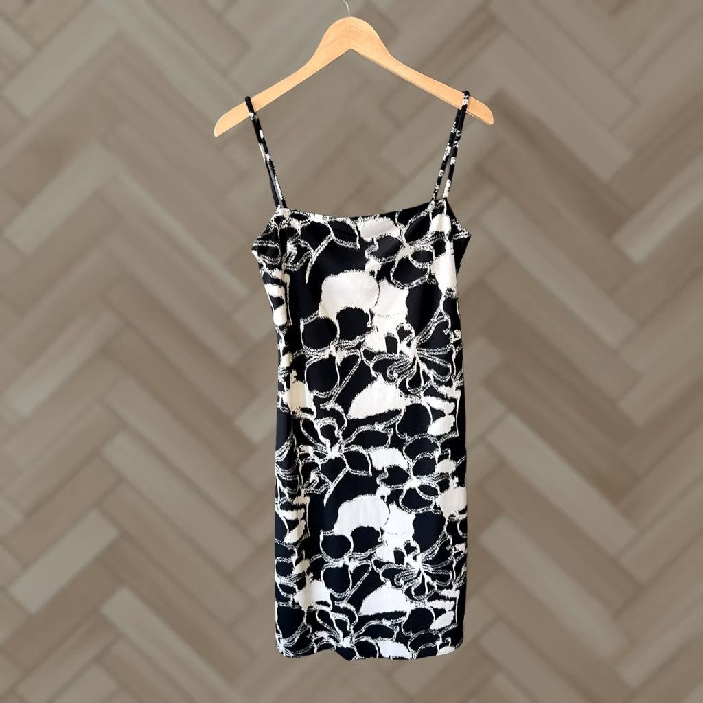 J.Crew J.CREW Womens Black Abstract Pattern Dress Midi A-Line Sleeveless Size M Size M / US 6-8 / IT 42-44 - 1 Thumbnail
