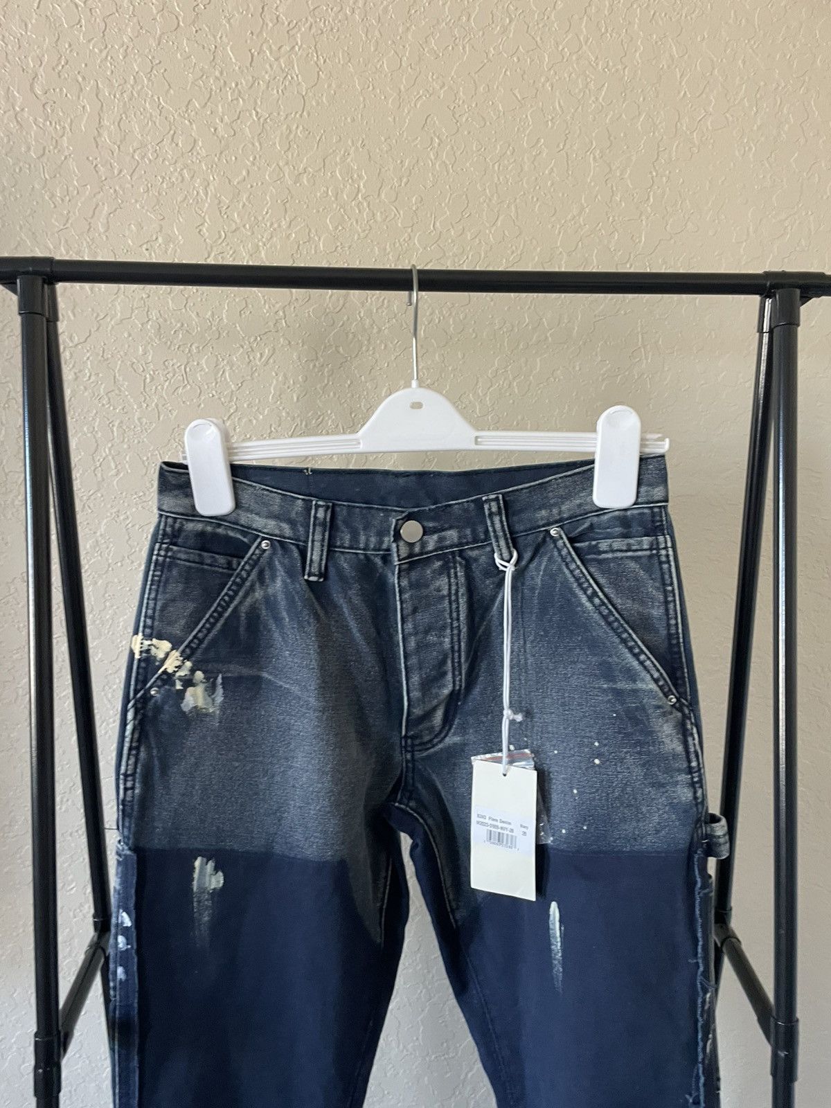 MNML Flare Denim Cargos w/ paint splash nwt Size US 28 / EU 44 - 2 Thumbnail