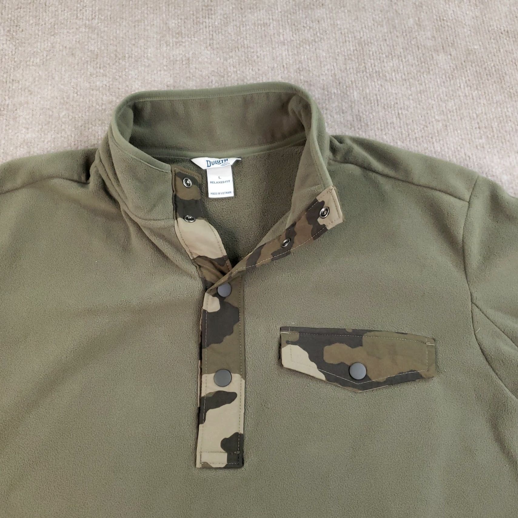 Vintage Duluth Pullover Mens Large Green Fleece Relaxed Camouflage Pocket Outdoor Hunting Shirt (Men) Size US L / EU 52-54 / 3 - 7 Thumbnail