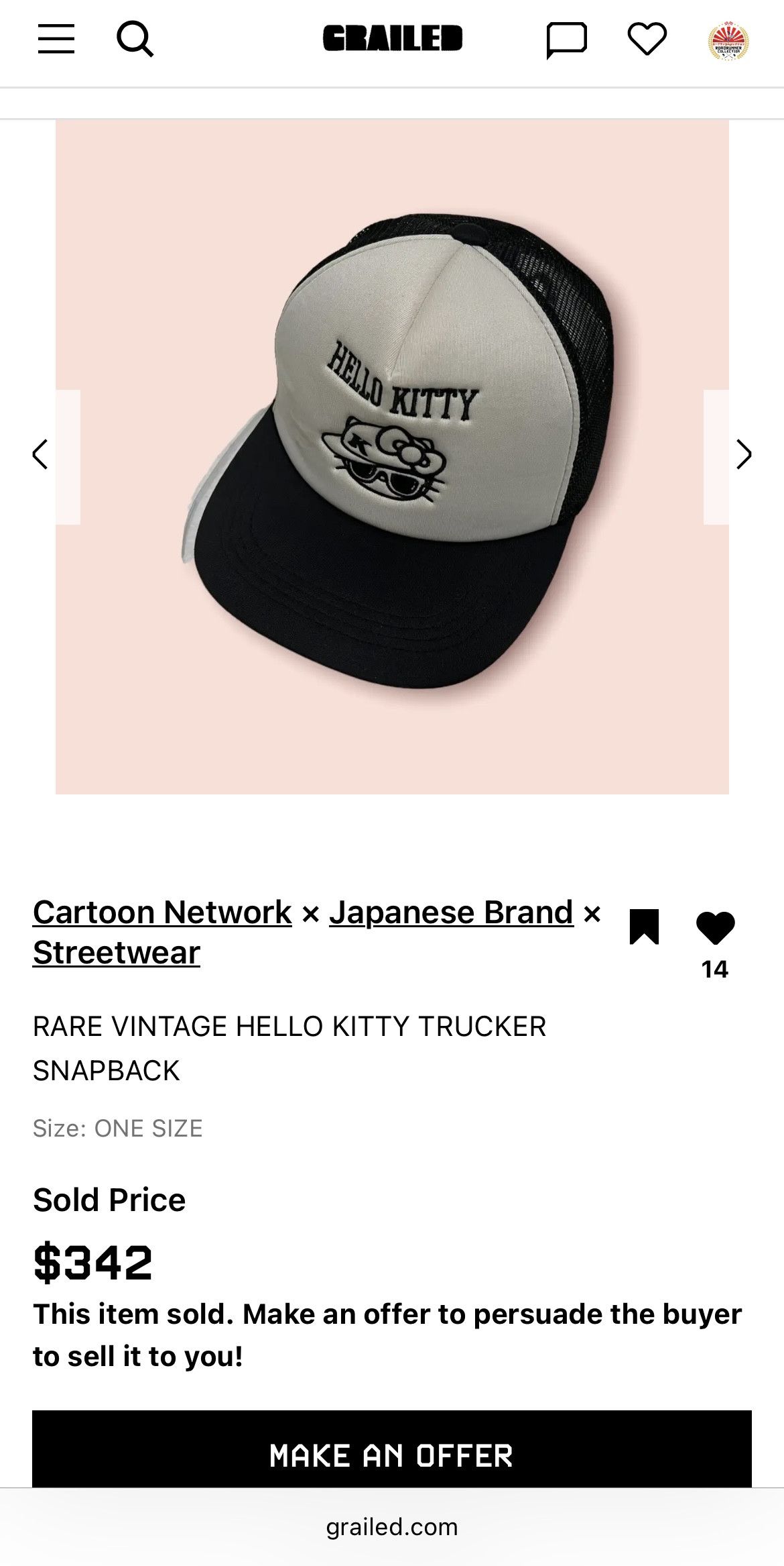 Cartoon Network RARE VINTAGE HELLO KITTY TRUCKER SNAPBACK Size ONE SIZE - 14 Thumbnail