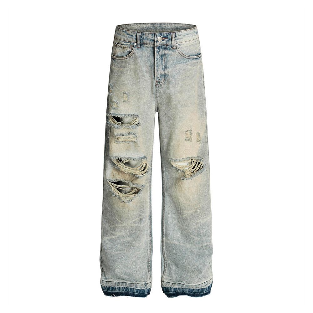 Japanese Brand × Jean Men's retro distressed straight casual heavy washed jeans Size US 32 / EU 48 - 1 Thumbnail