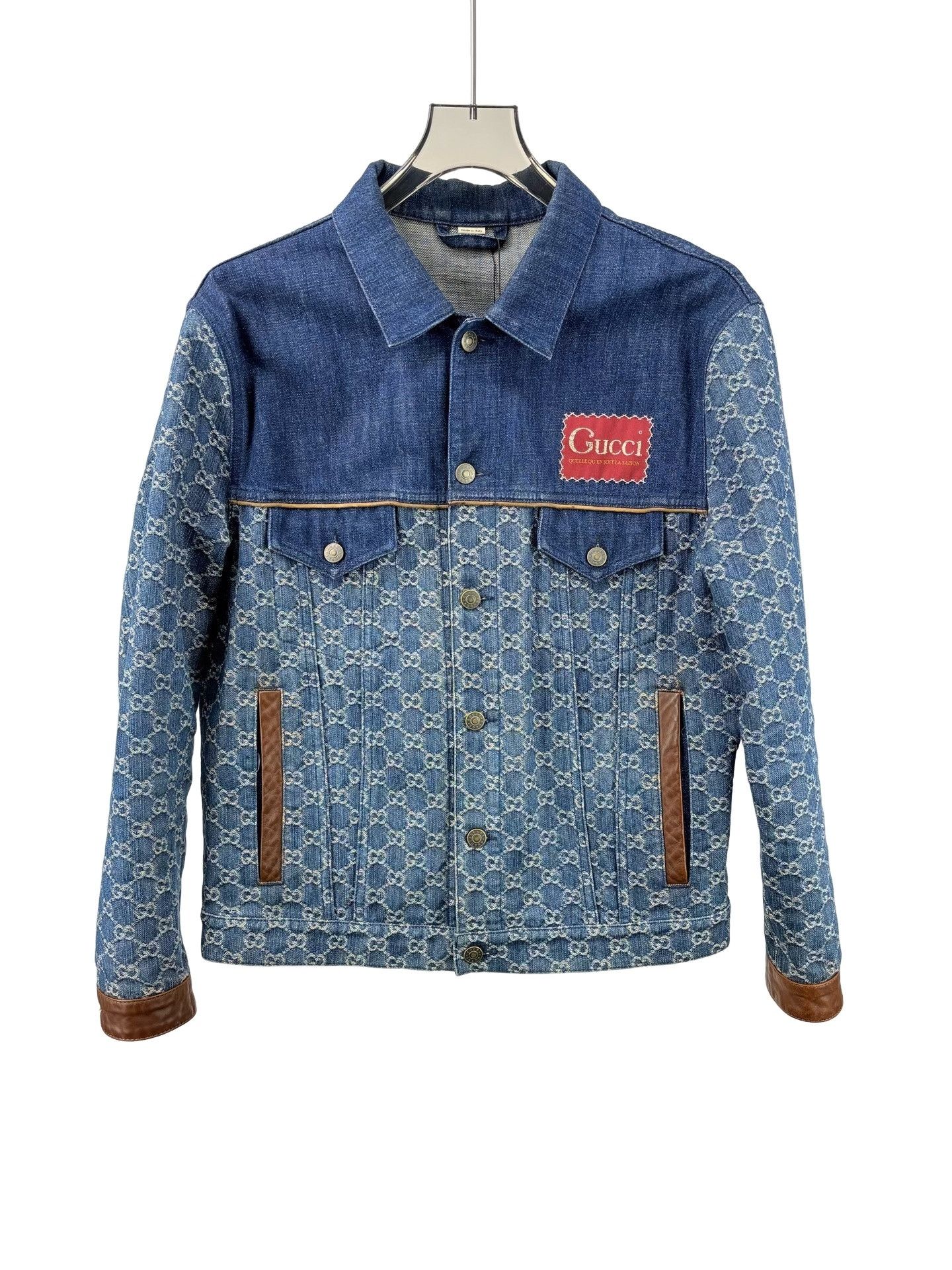 Gucci Gucci GG Monogram Leather Trim Denim Jacket 44 Size US S / EU 44-46 / 1 - 1 Thumbnail