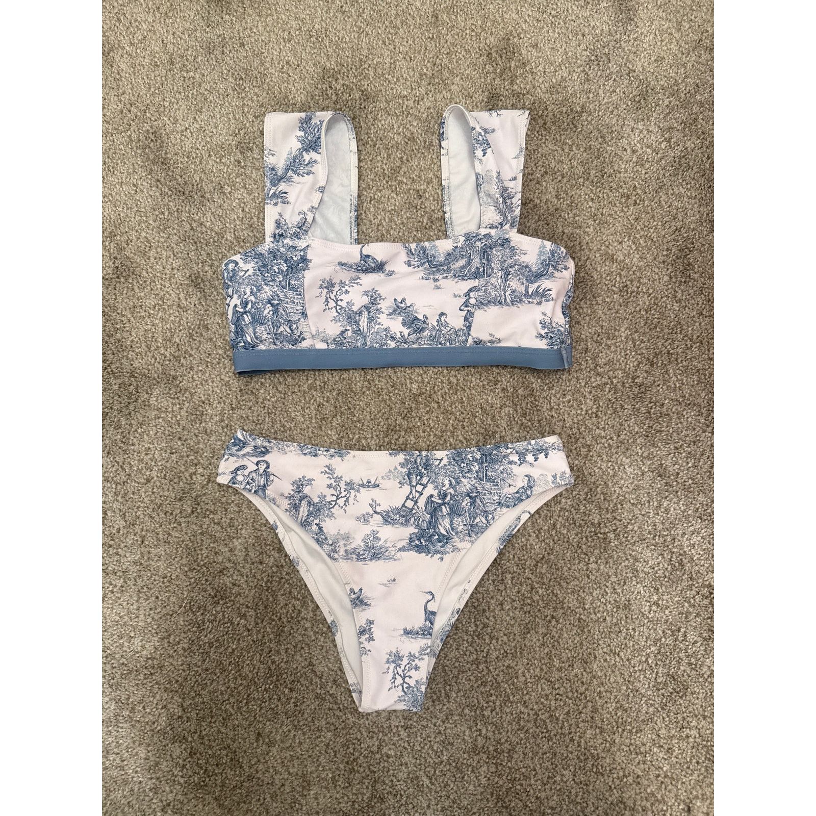 Cider NWOT CIDER Toile de Jouy Bikini in Sky Blue, sz S Size ONE SIZE - 4 Thumbnail