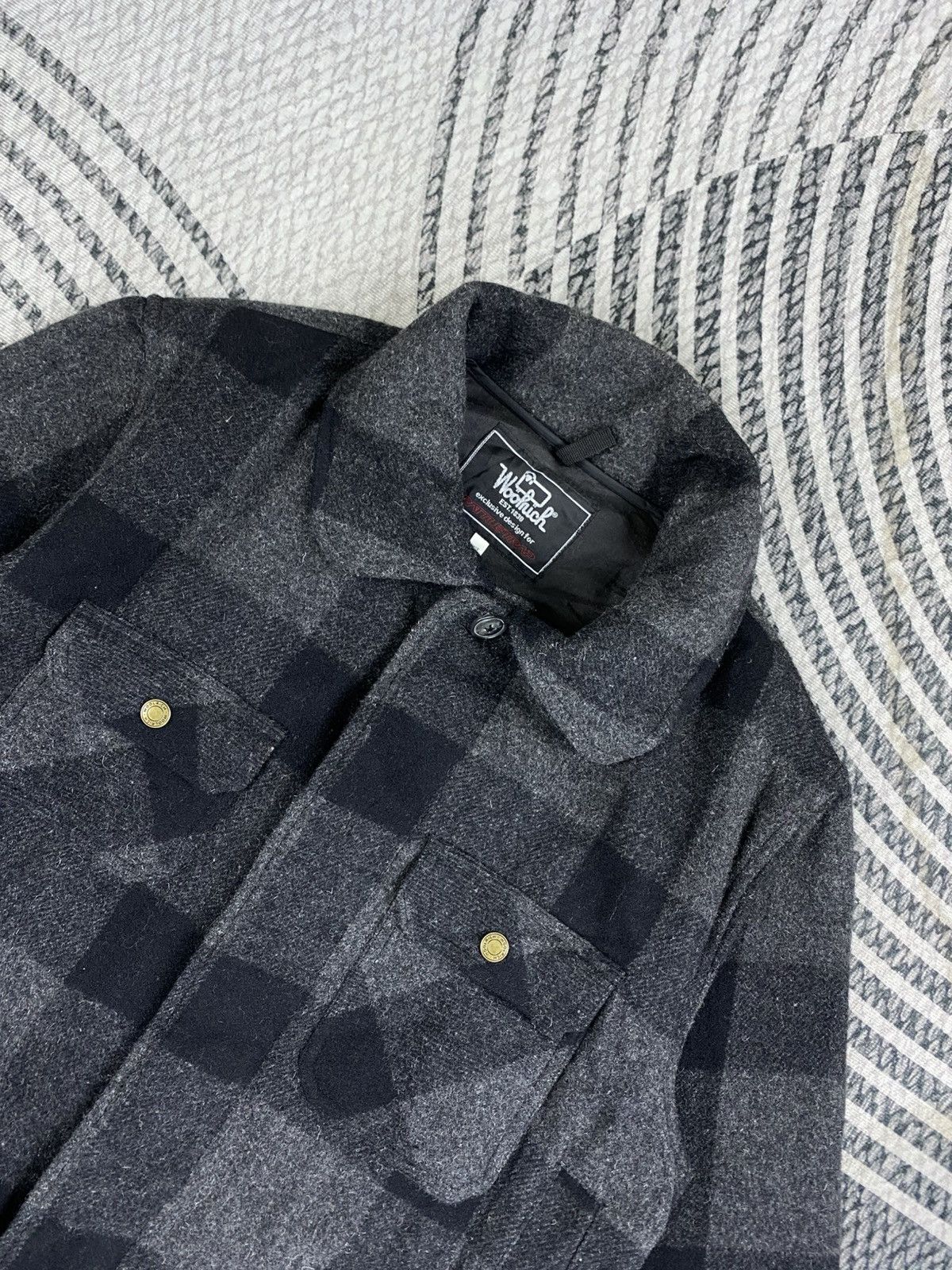 Woolrich Woolen Mills 🔥Vintge Woolrich X Rattle Trap Grey Checked Wool Jacket Size US M / EU 48-50 / 2 - 7 Thumbnail