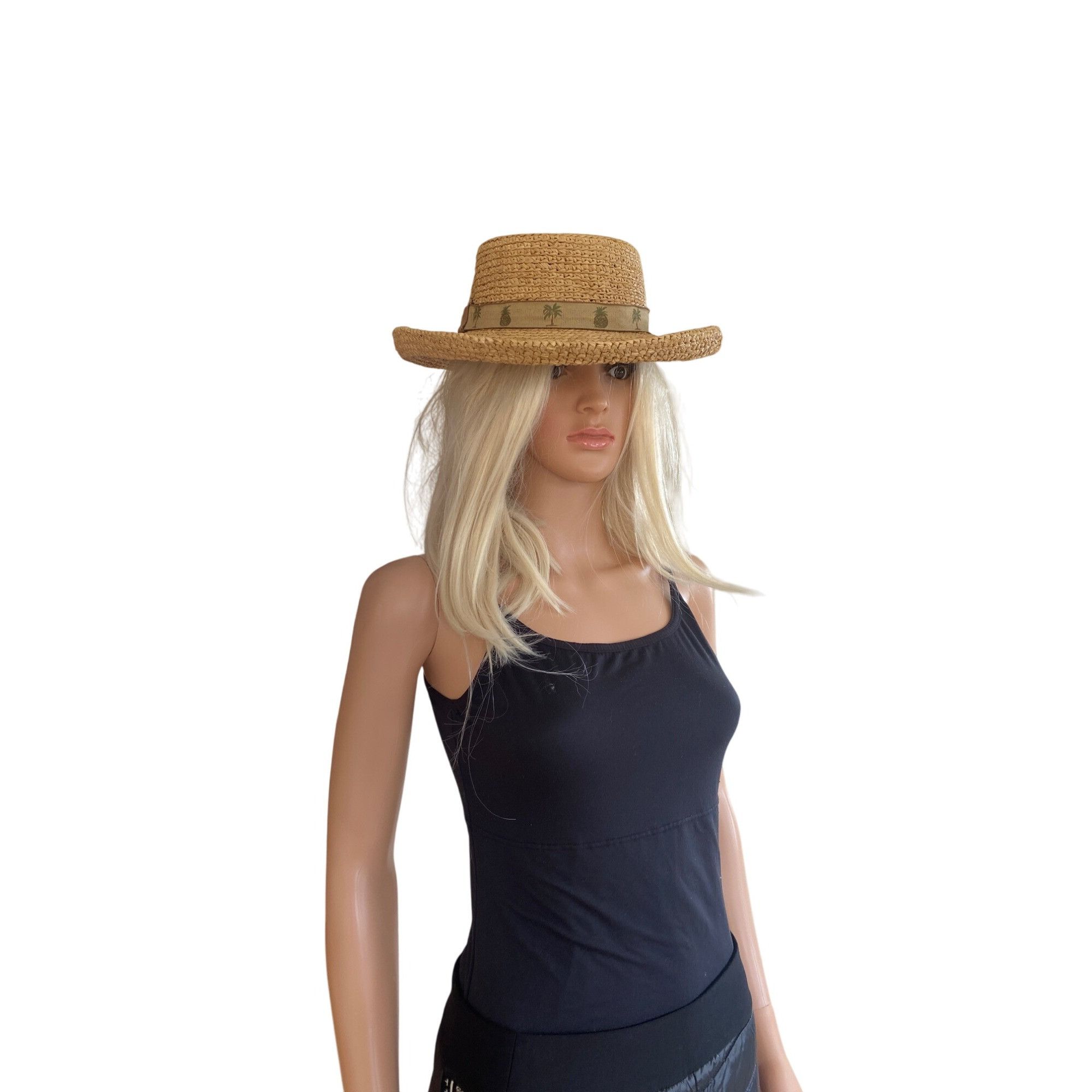 Other SCALA Wide Brim Straw Raffia Safari Hat S/M Unisex Palm Tree Size ONE SIZE - 15 Thumbnail