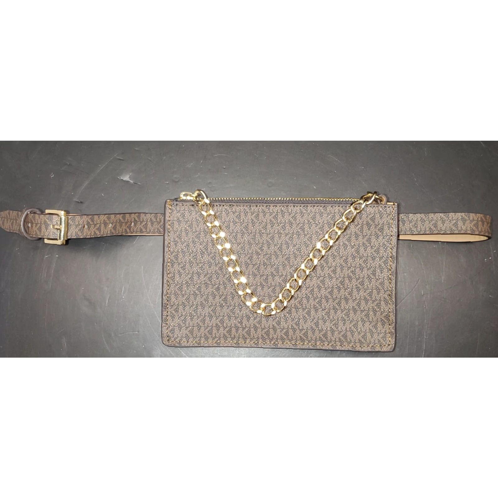 Michael Kors Michael Kors-Signature Logo Design-Adjustable Brown Belt Bag~Womens Size Medium Size ONE SIZE - 2 Thumbnail