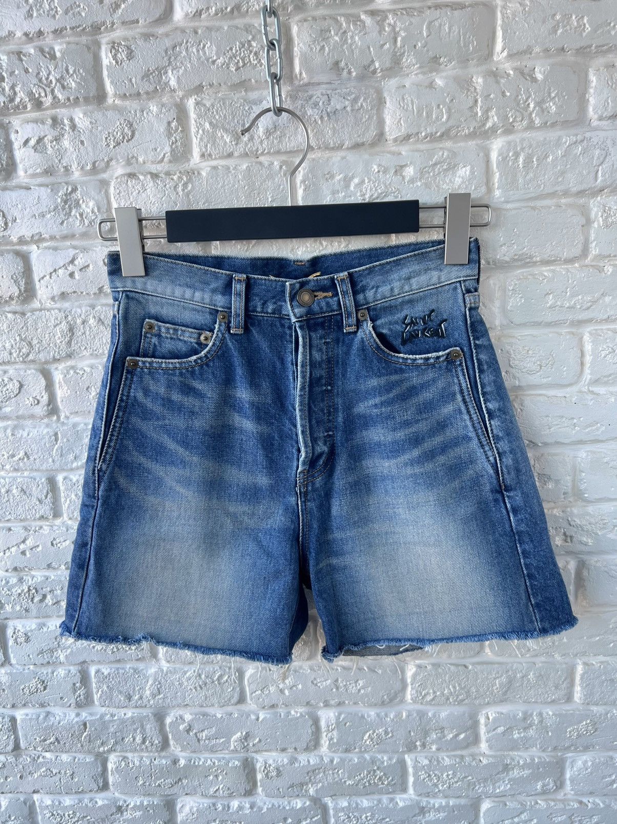 Saint Laurent Paris Saint Laurent Paris Denim Blue Logo Shorts Size 25" / US 0 / IT 36 - 1 Thumbnail