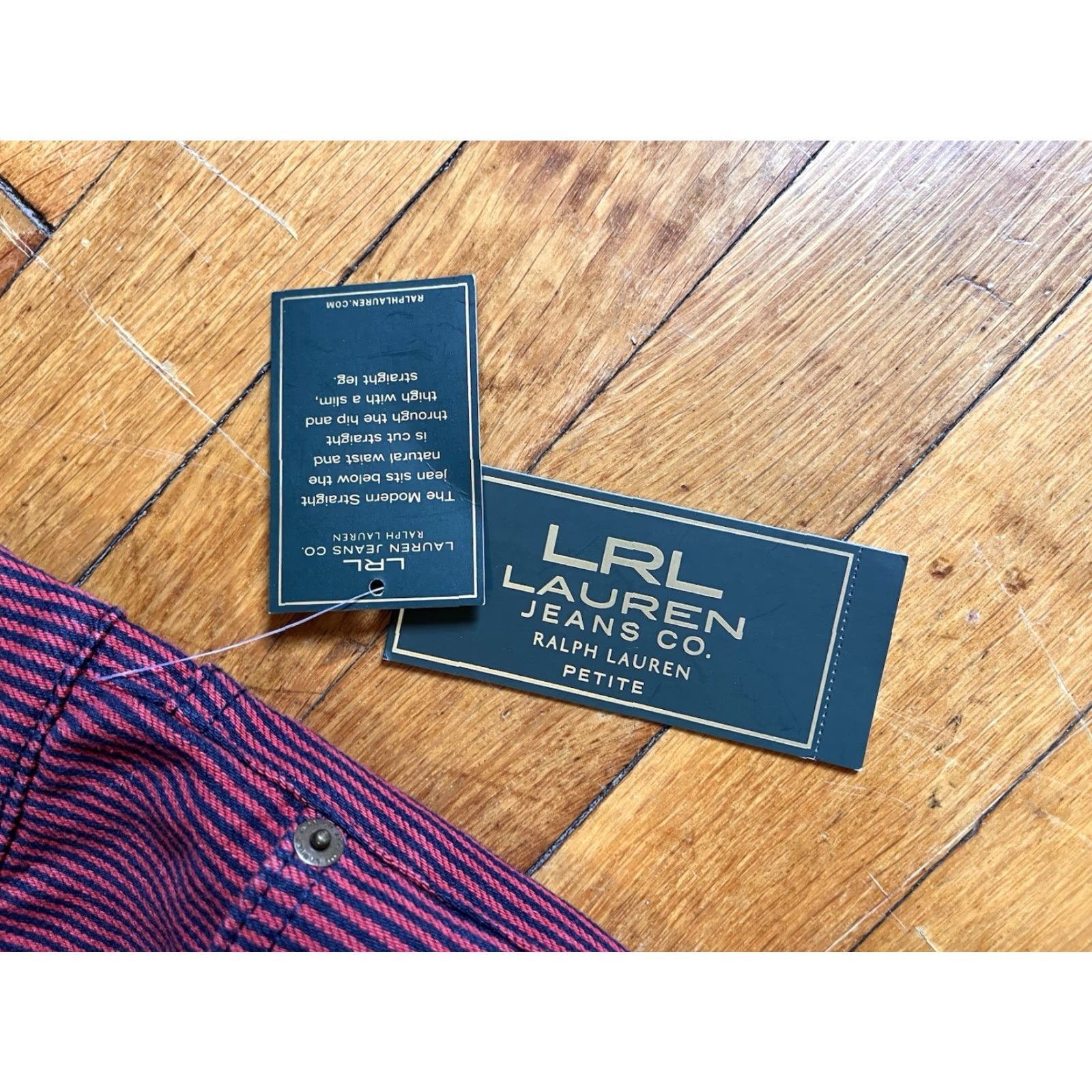 Ralph Lauren Lauren Ralph Lauren Jeans Women's Petite 6P Straight Red Indigo Pinstripe Modern Size 28" / US 6 / IT 42 - 4 Thumbnail
