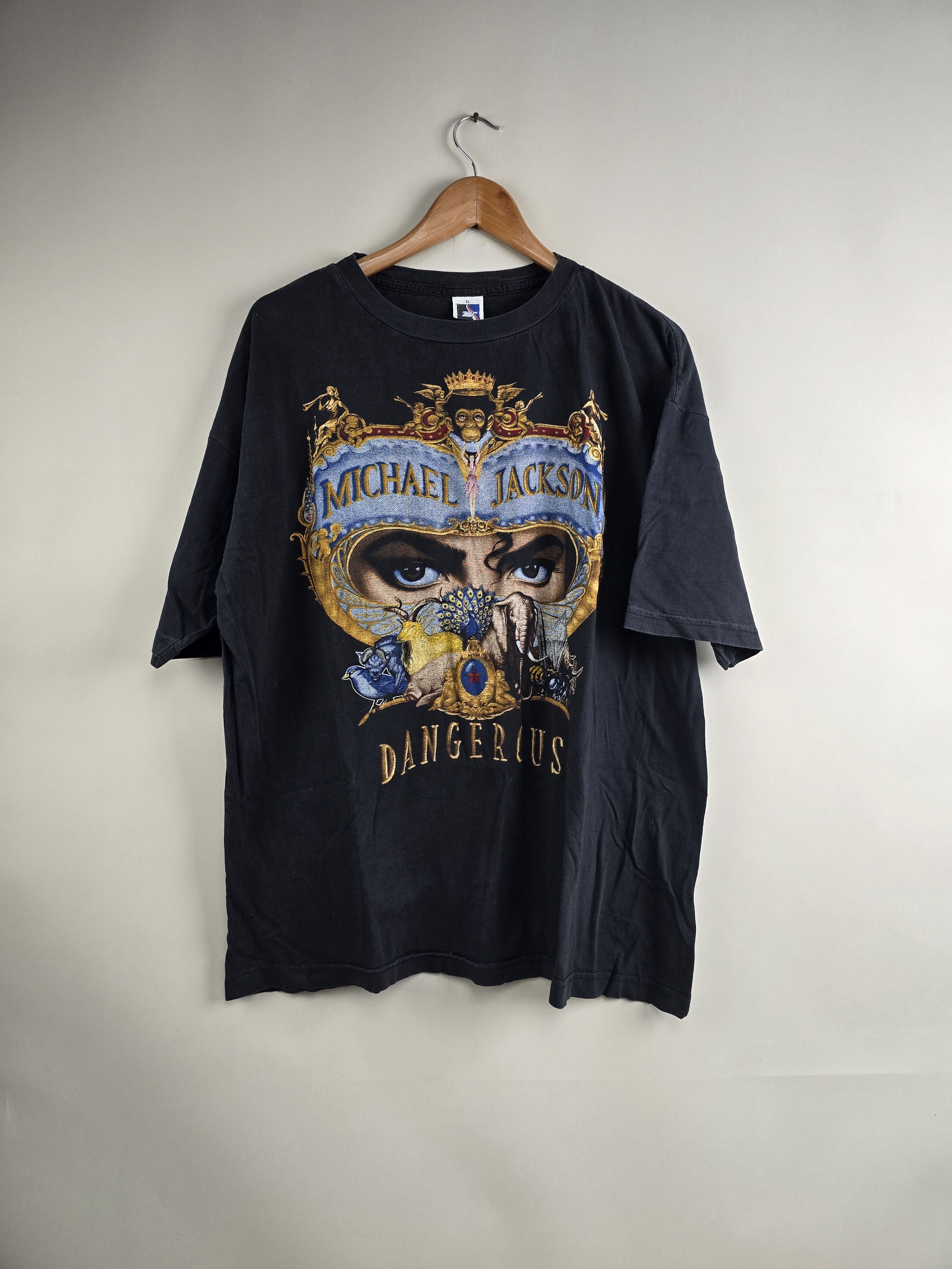 Image of Band Tees x Michael Jackson 1992 Michael Jackson Dangerous 90's XL 24" 28" in Black, Men's