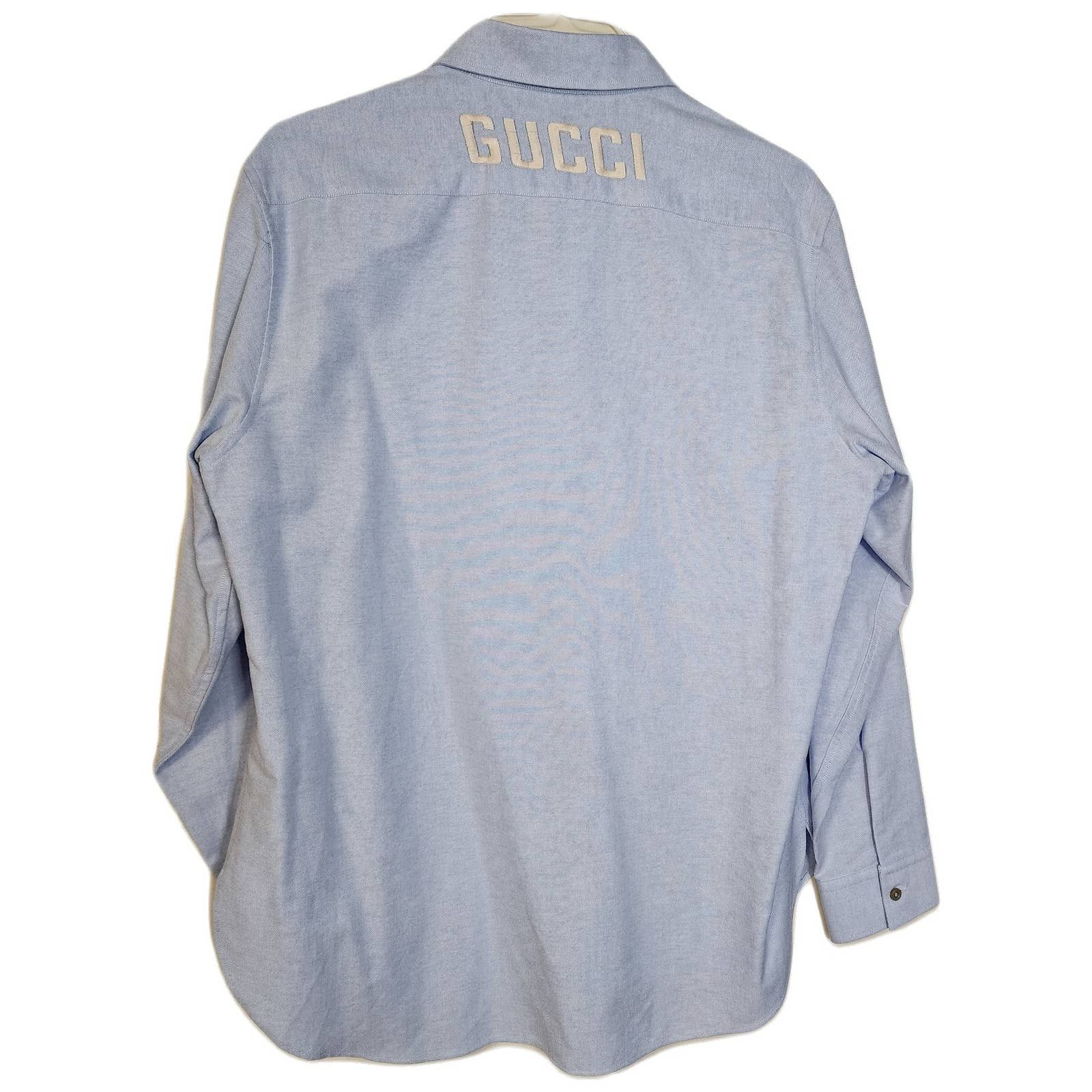 Gucci New GUCCI Dress Shirt Top w Logo Embroidery Sz 50 / L Large Size US L / EU 52-54 / 3 - 5 Thumbnail
