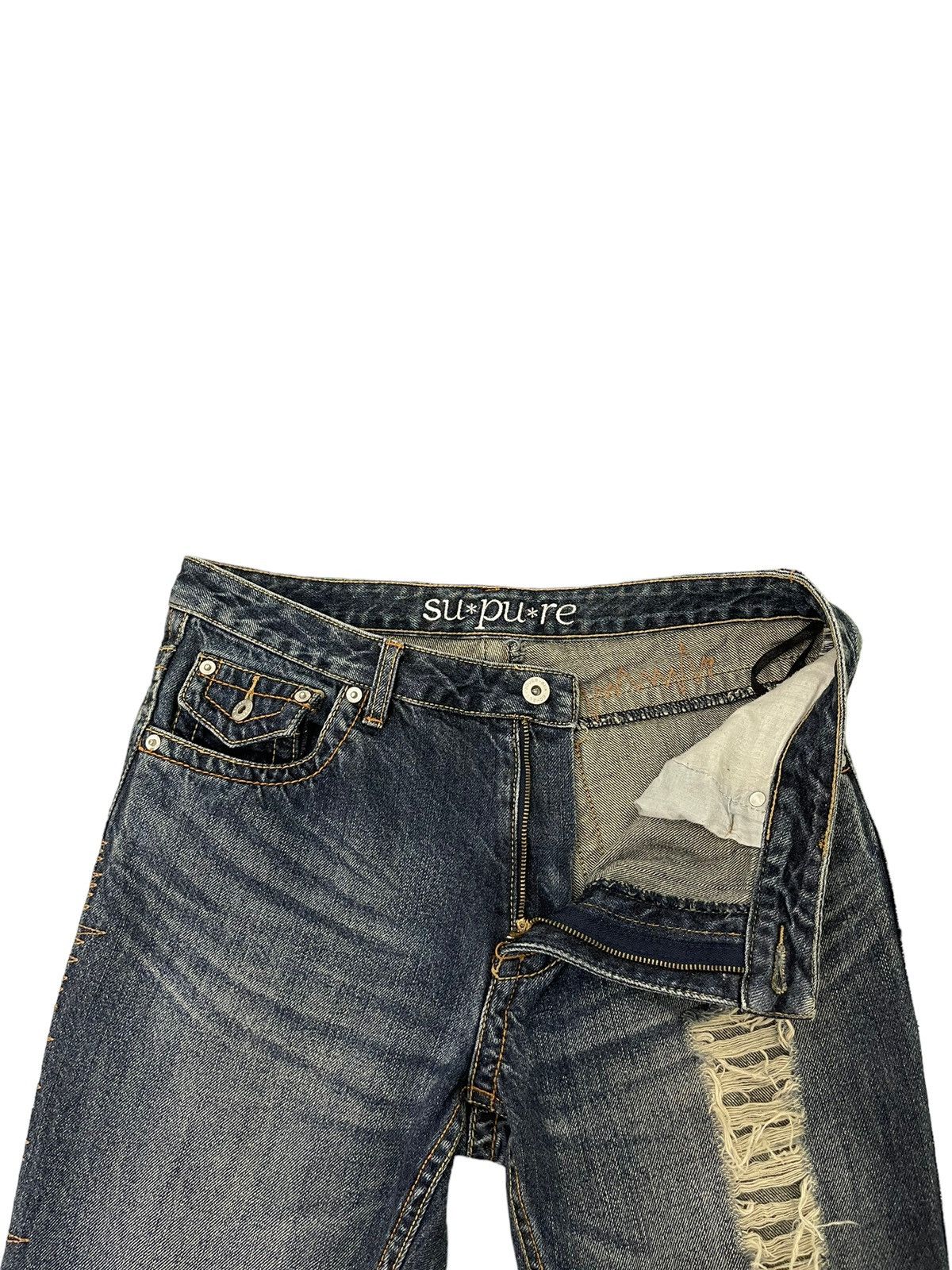 Japanese Brand Flare Jeans Supure Distress Low Rise Boot Cut 8🟦1 Size US 32 / EU 48 - 9 Thumbnail