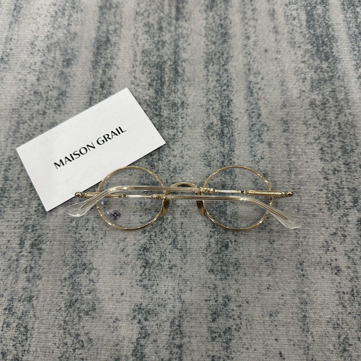 Chrome Hearts CHROME HEARTS EDITH F. CRYSTAL/GOLD PALTED EYEGLASSES Size ONE SIZE - 4 Thumbnail
