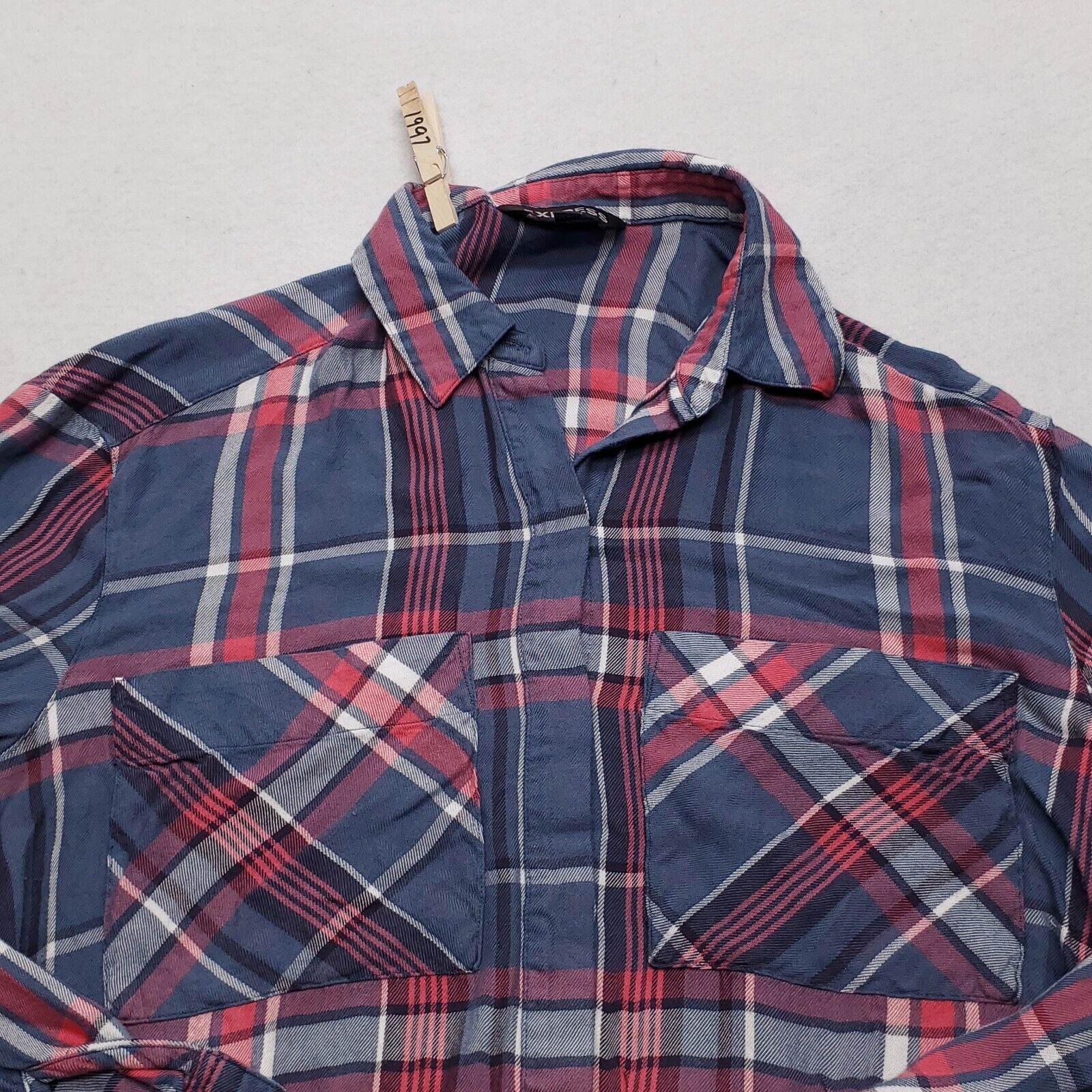 Express Express Casual Button Up Shirt Womens Size Small S Blue Red Size S / US 4 / IT 40 - 1 Thumbnail