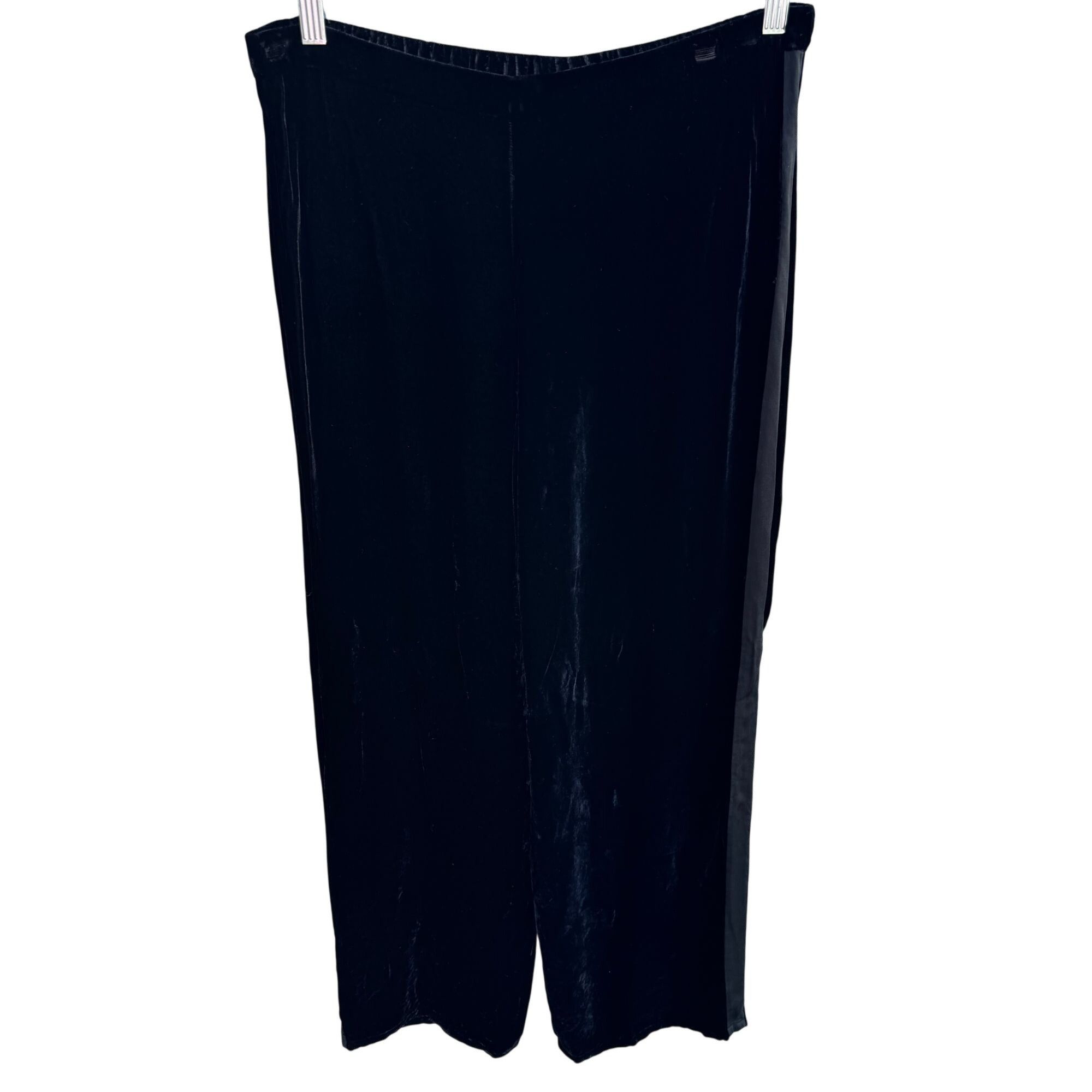 Bloomingdale's Bloomingdales Vintage Womens Black Velvet Wide-Leg Tuxedo St Size 36" / US 14 / IT 50 - 3 Thumbnail