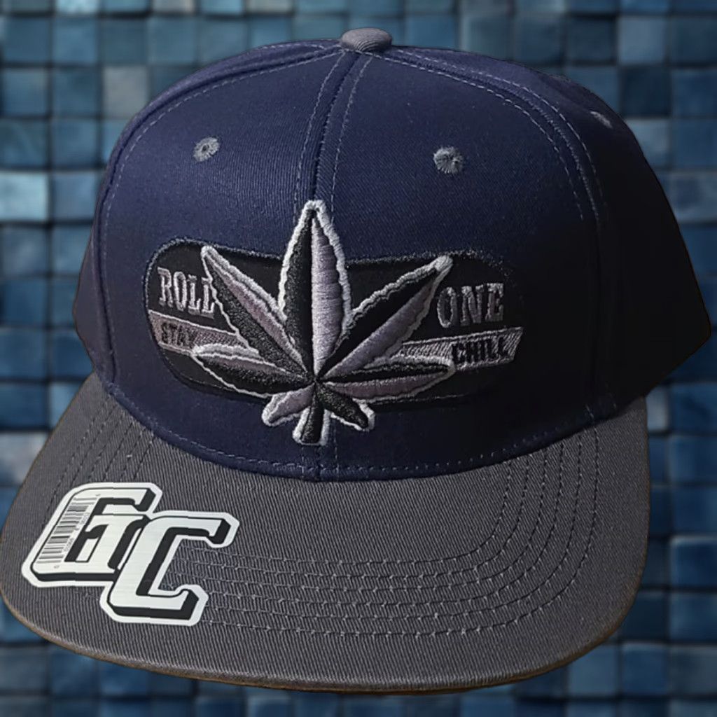Vintage VINTAGE Marijuana Leaf Stay Chill Cannabis Snapback Baseball Cap Men Adjustable Cotton Dark Blue Size ONE SIZE - 1 Thumbnail