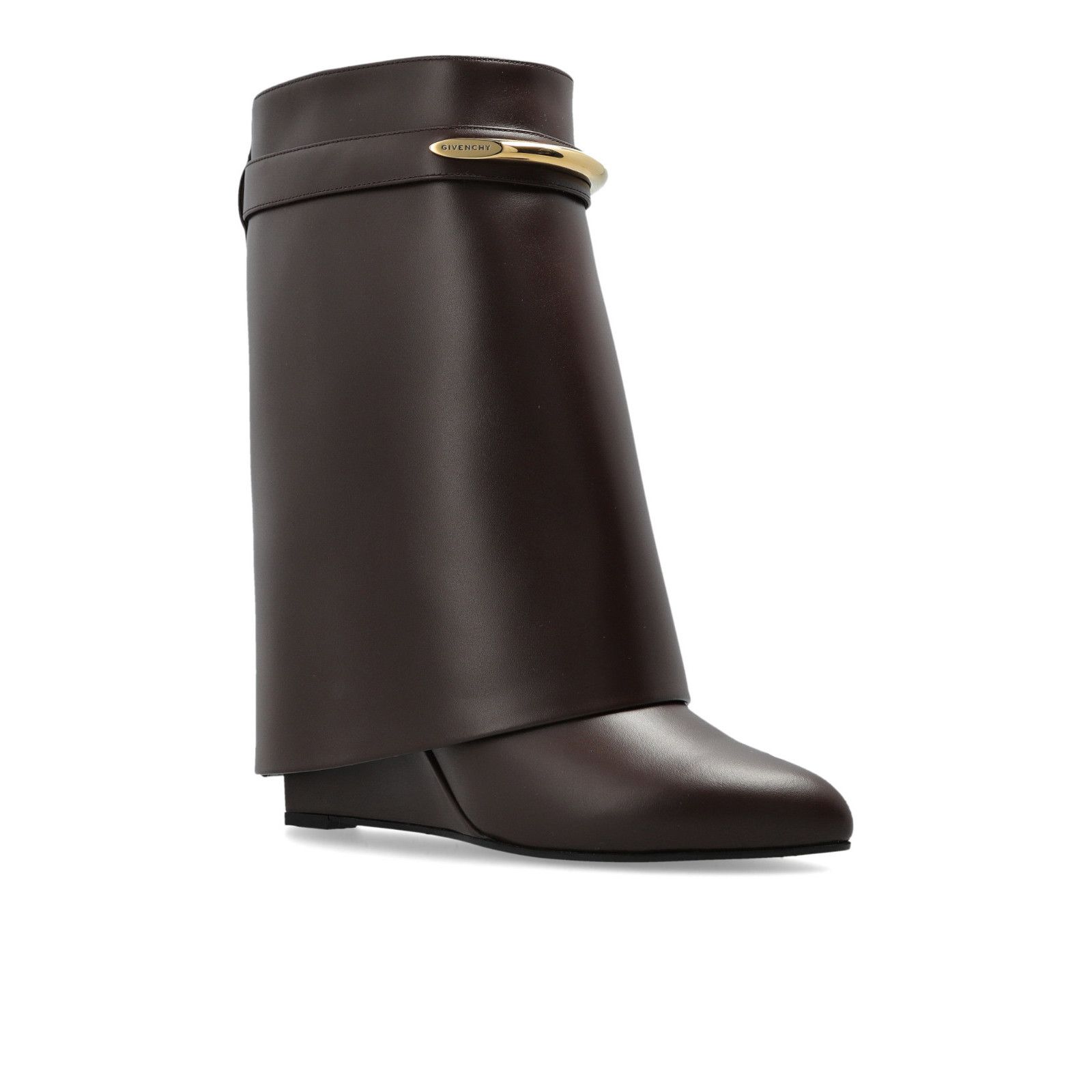 Givenchy GIVENCHY Shark Low Brown Leather 90mm Heel Wedge Ankle Boots Size US 6 / IT 36 - 2 Thumbnail