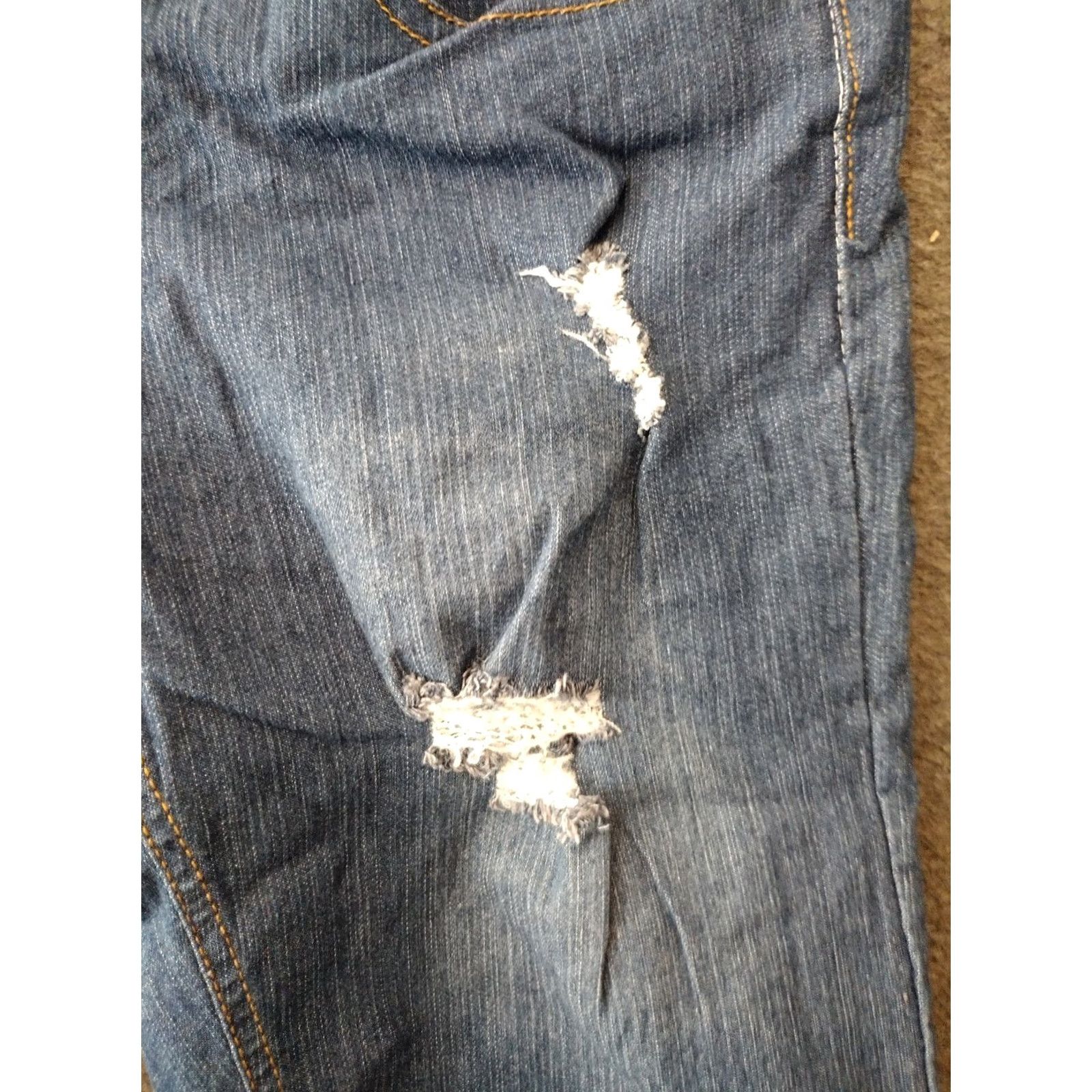 Vintage Drama Gold Jeans Shorts Bermuda Women's Size 9 blue Button Zip Distressed Cropped Stretch Casual Bermuda Size 30" / US 8 / IT 44 - 7 Thumbnail