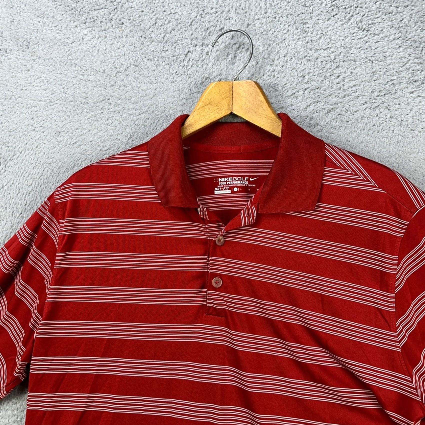 Nike Nike Dri Fit Golf Polo Shirt Mens Large Red White Stripes Tour Performance Rugby Size US L / EU 52-54 / 3 - 6 Thumbnail