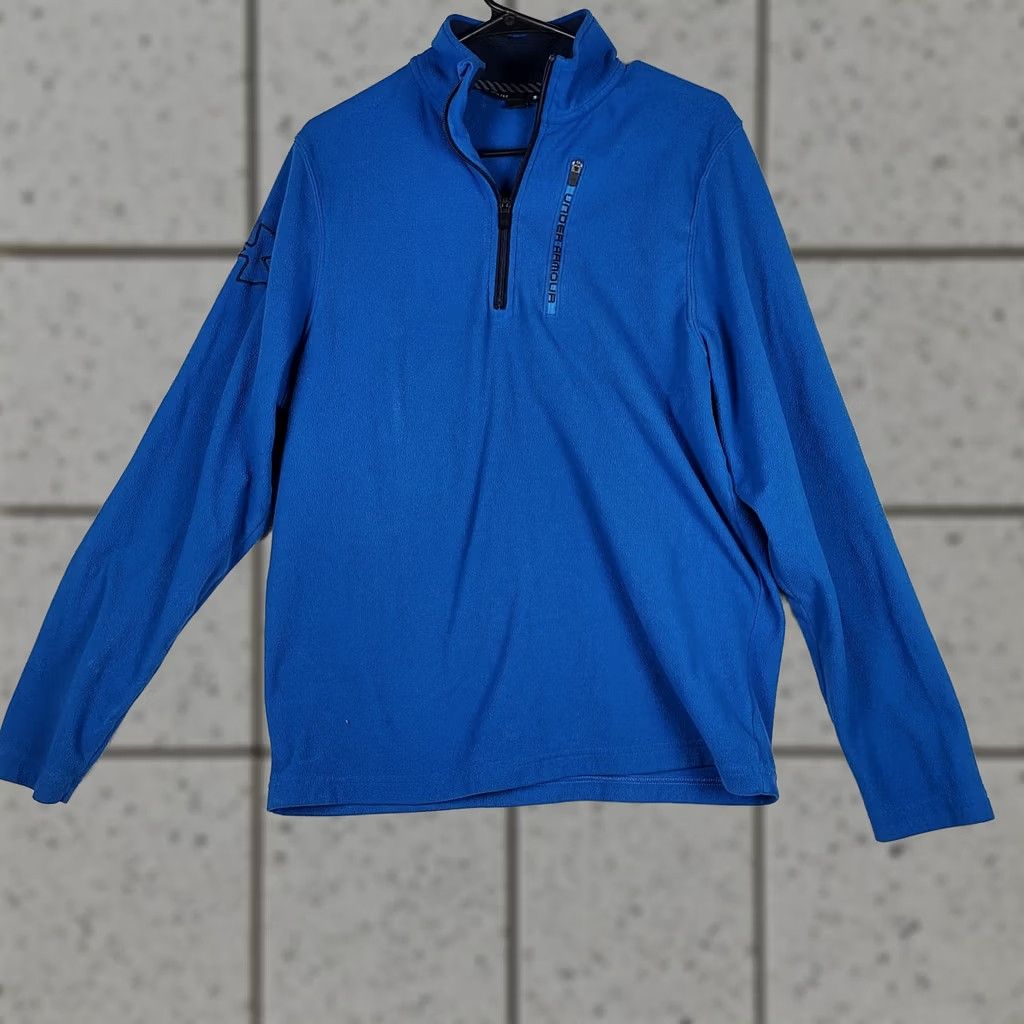 Under Armour Under Armour Mens Medium Blue 1/4 Zip Fleece Pullover Sweatshirt Mock Neck Loose Fit Size US M / EU 48-50 / 2 - 1 Thumbnail