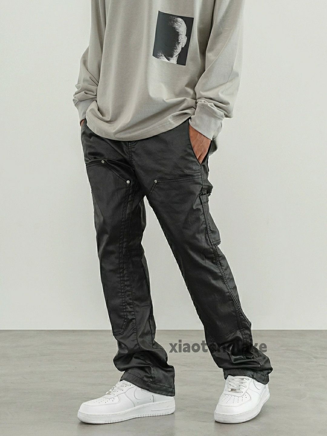 Designer × Jean × Vintage zipper wax utility skate hiphop flared carpenter pants Size US 34 / EU 50 - 1 Thumbnail