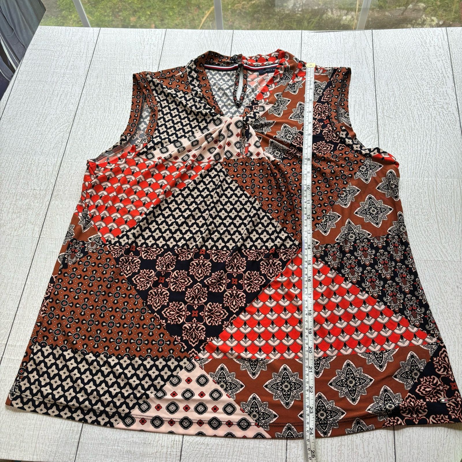 Tommy Hilfiger Tommy Hilfiger Patchwork Blouse Multicolor Sleeveless XL Top Size XL / US 12-14 / IT 48-50 - 2 Thumbnail