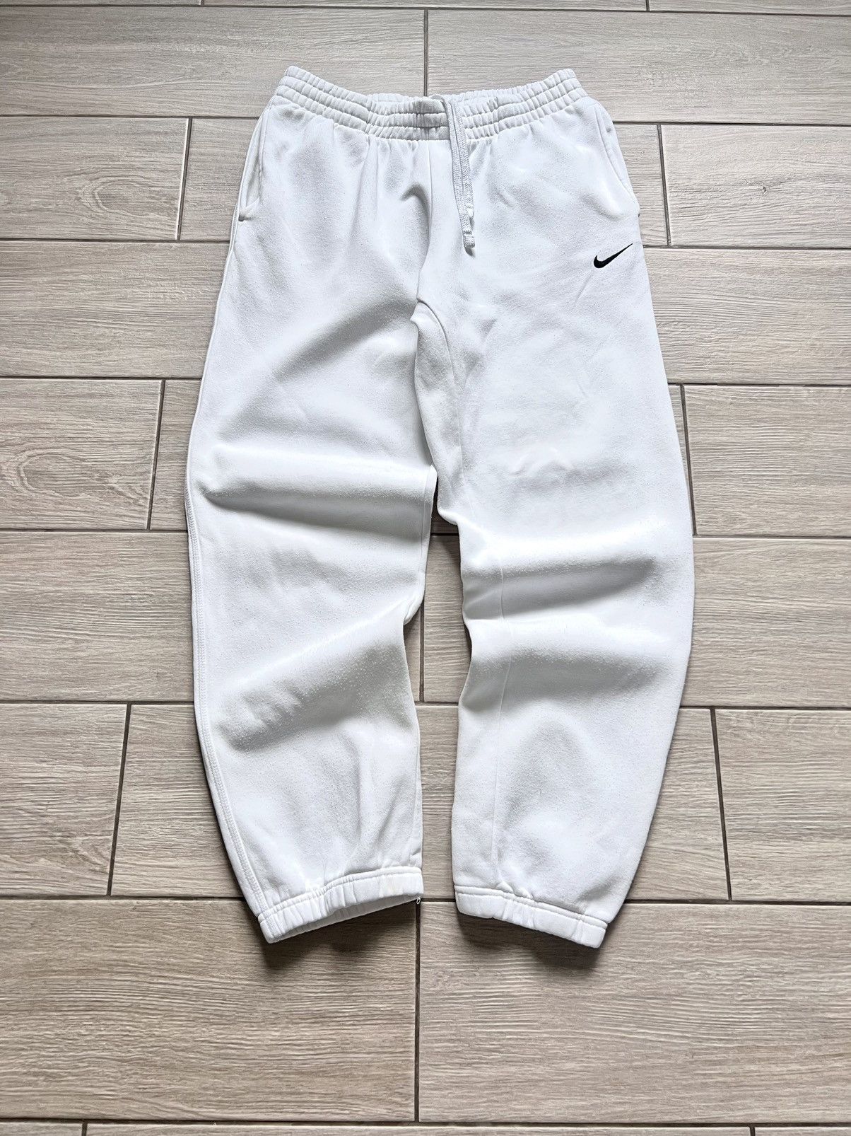 Vintage Vintage Y2K Nike White Cotton Drill Track Pants Size US 34 / EU 50 - 1 Thumbnail