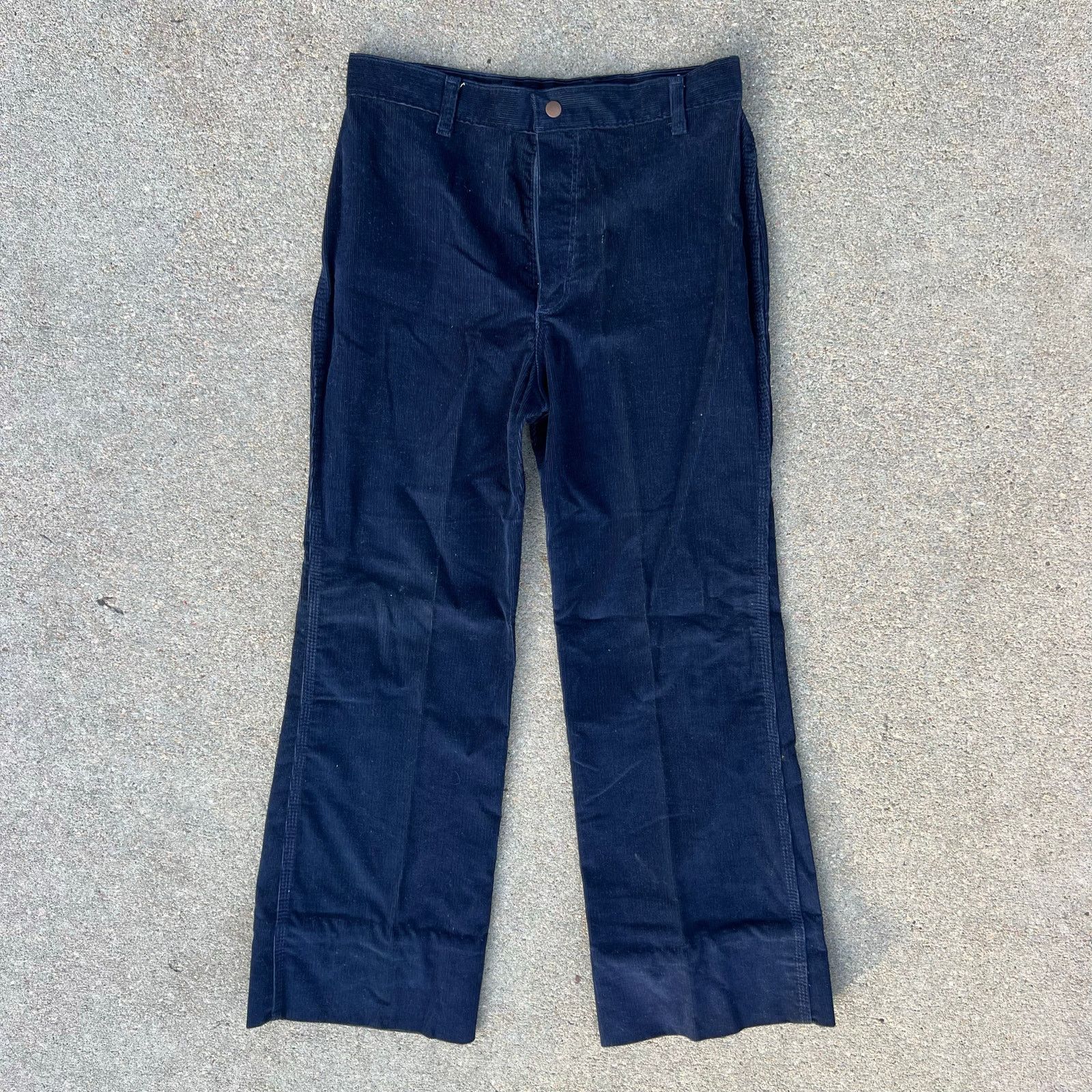 70s Wrangler navy blue corduroy Pants 13/14 LONG INSEAM!