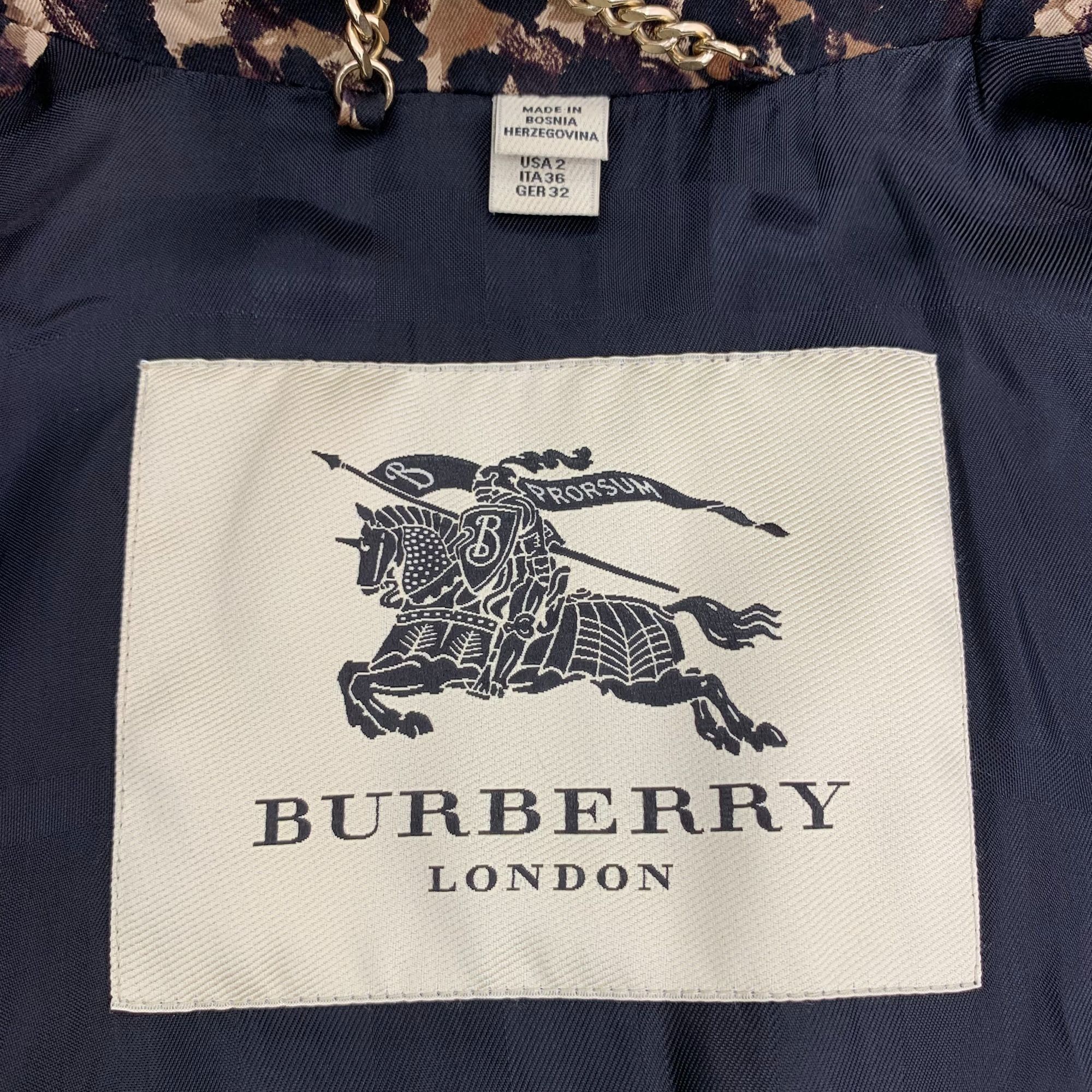 Burberry Burberry Brown Leopard Print Cotton Double-Breasted Trench C Size XS / US 0-2 / IT 36-38 - 5 Thumbnail
