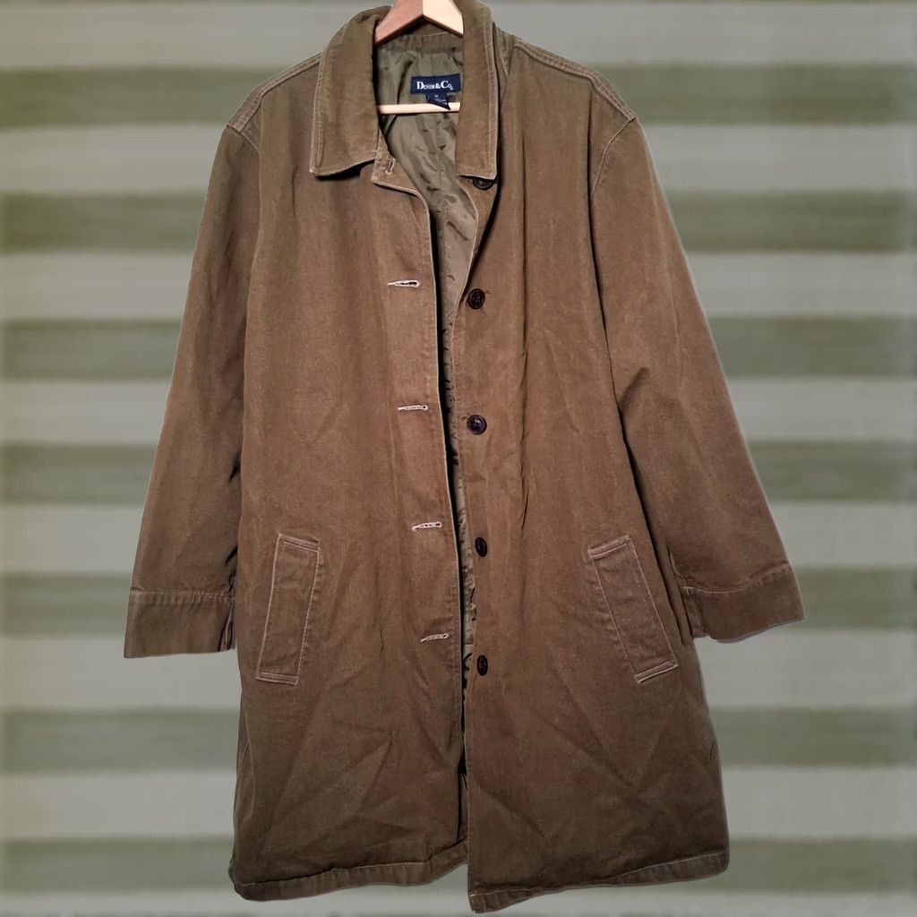 Denim & Co. VINTAGE Denim & Co Trench Coat Jacket Women Plus 1X Army Green Utility Denim Coat Jacket Army Grunge 90s Mens Womens Size XL / US 12-14 / IT 48-50 - 1 Thumbnail