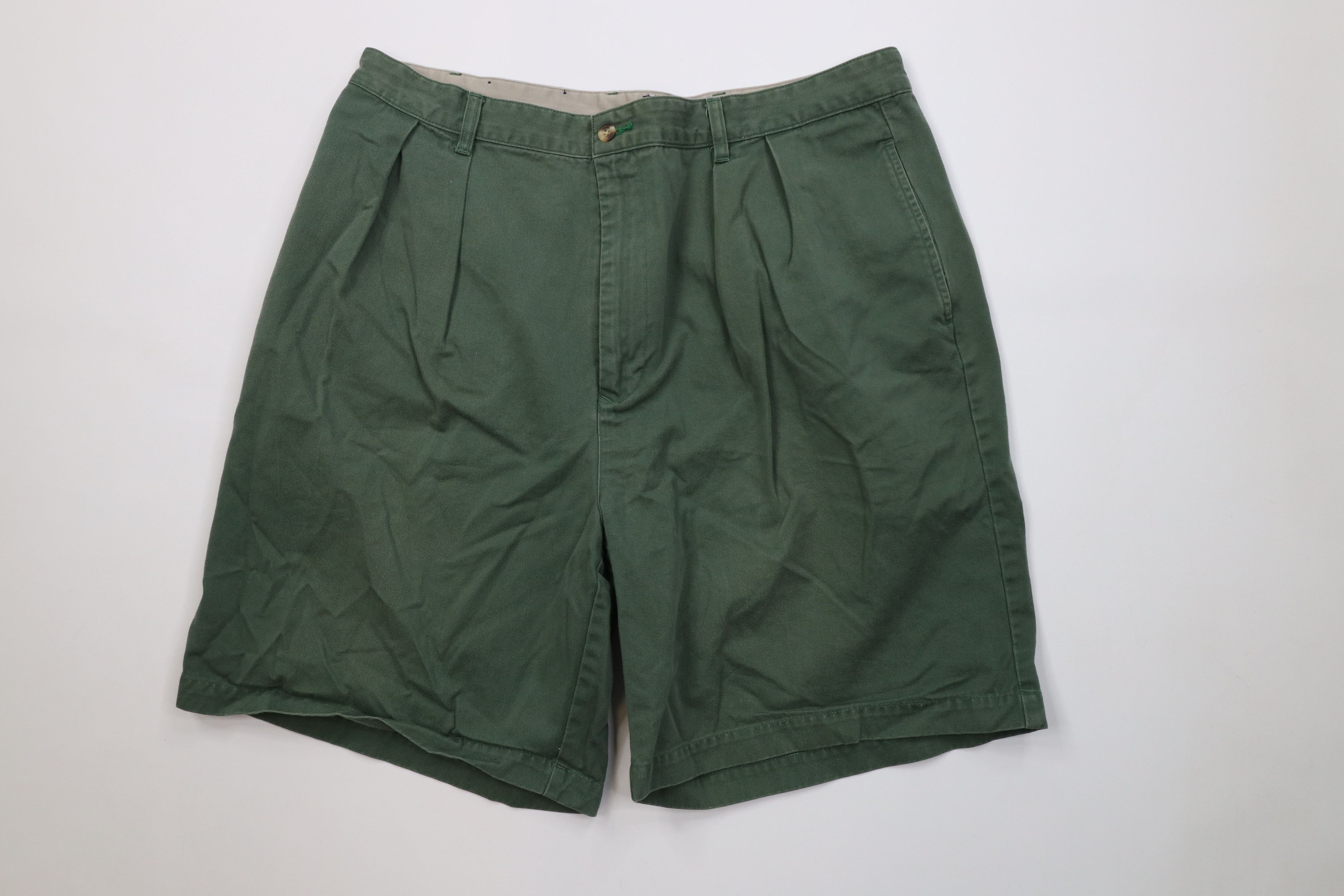 Tommy Hilfiger Vintage 90s Tommy Hilfiger Pleated Chino Golf Shorts Green Size US 36 / EU 52 - 1 Thumbnail