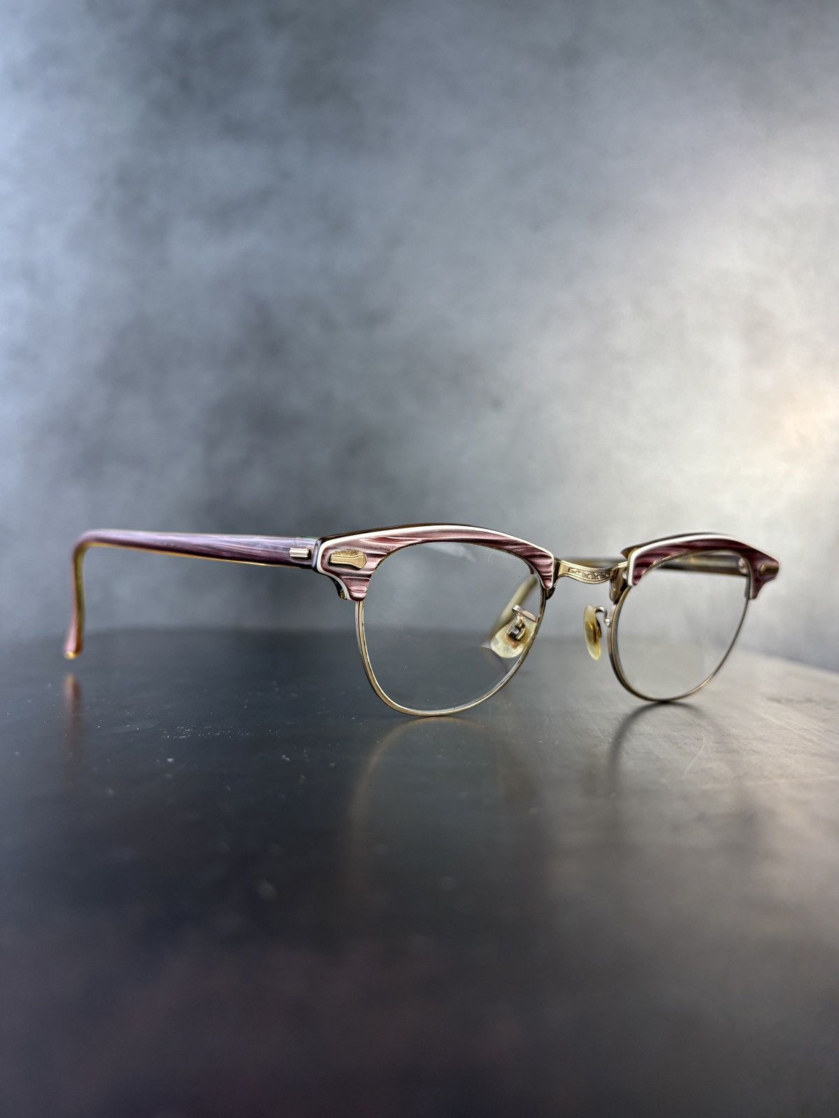 Vintage 1950s Glasses Frame Vintage Eyeglasses Horn Rim GF Gold Fill Size ONE SIZE - 15 Thumbnail