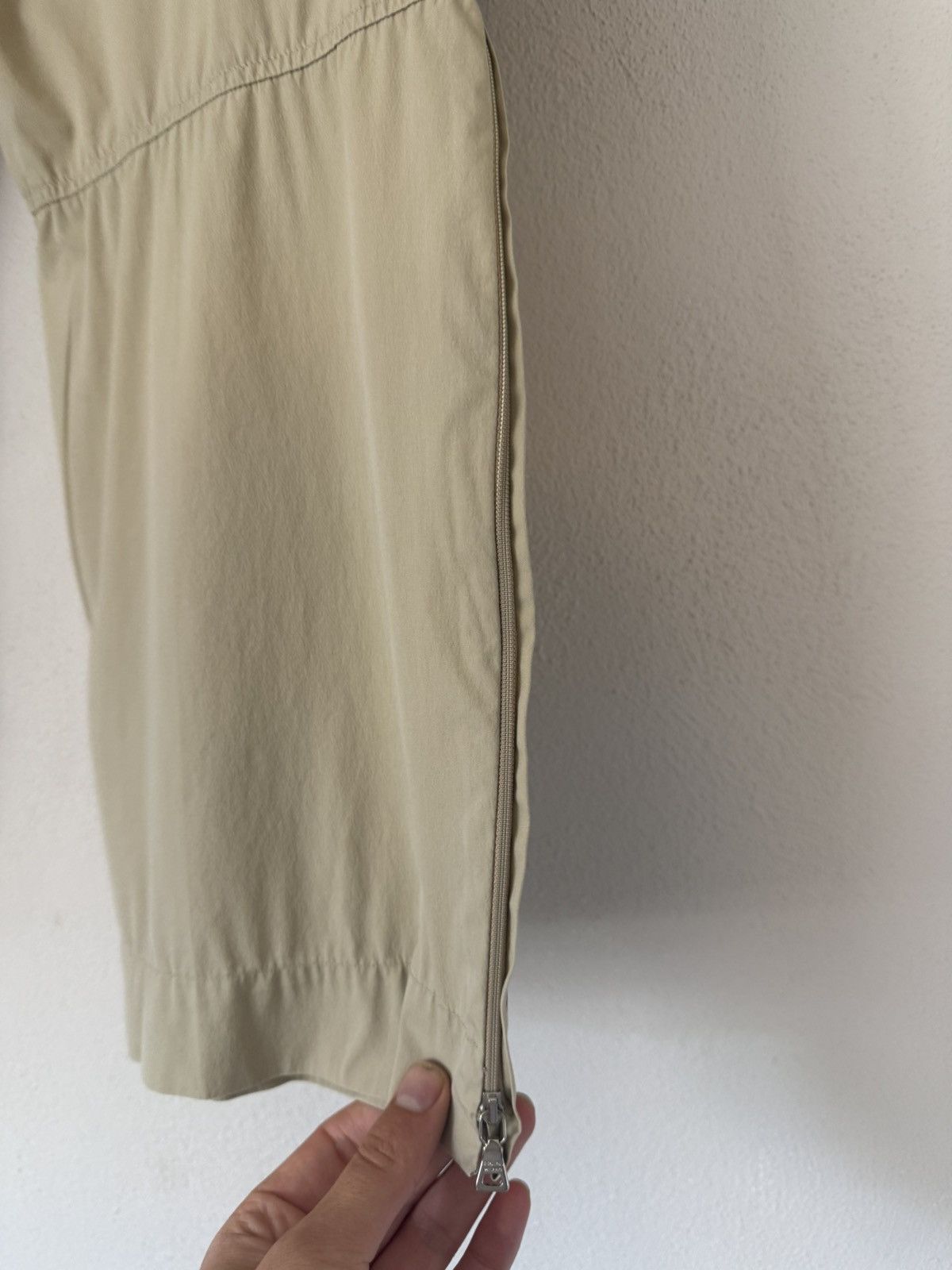 Beige Tech Cotton Trousers with Zip Cuffs