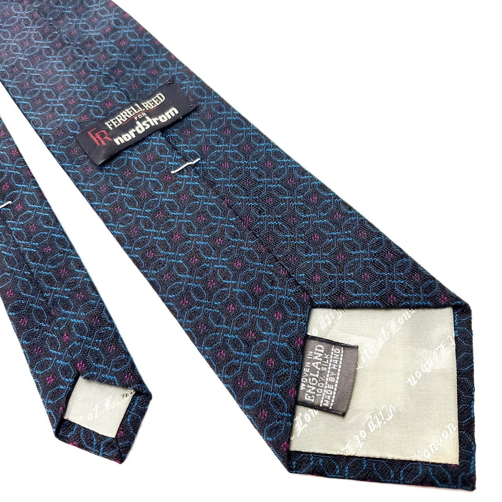Vintage Ferrell Reed Norstrom Silk Tie Woven Black Green Red Geometr Size ONE SIZE - 3 Thumbnail