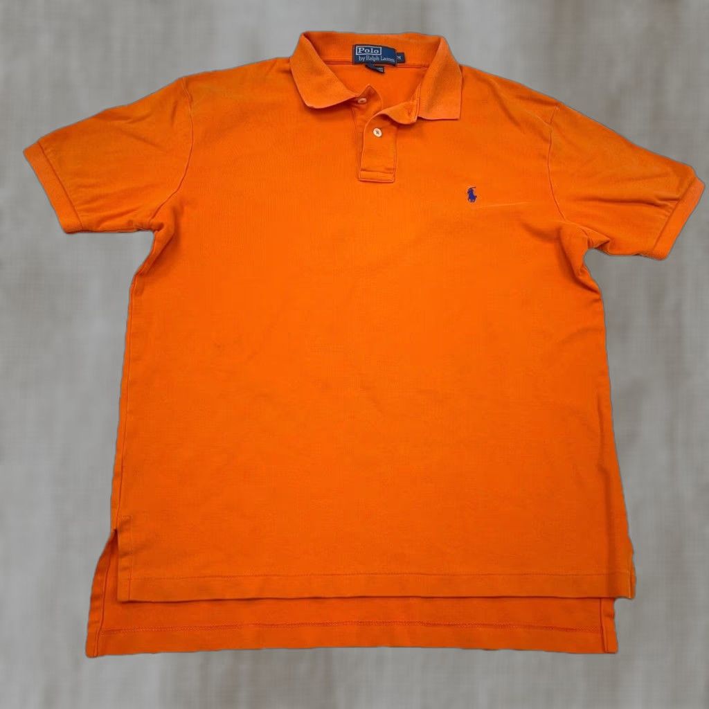 Polo Ralph Lauren VINTAGE Polo Ralph Lauren Polo Shirt Men Medium Orange Solid Logo 90s Classic Preppy Golf Pony Size US M / EU 48-50 / 2 - 1 Thumbnail