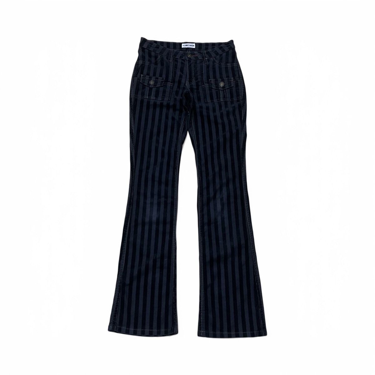 Japanese Brand Stripped Flared Corduroy Pants Camel Road Size US 27 - 1 Thumbnail