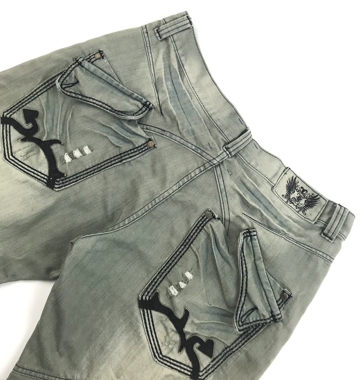 Vintage FUSAI denim embroidered 2000s jeans quality 36 dyed