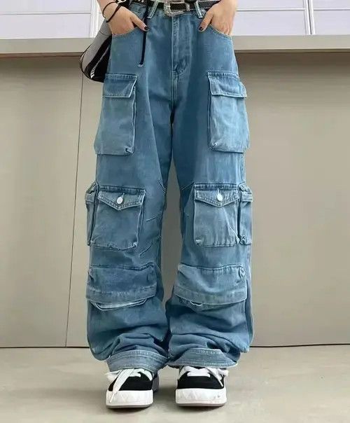Other Multi-Pocket Washed Street Fashion High Waist Cargo Pants Size US 29 - 1 Thumbnail
