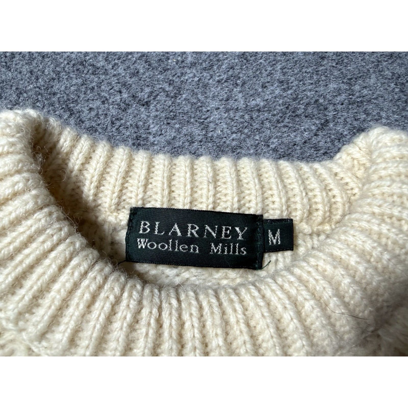 Vintage Blarney Woollen Mills Sweater Mens Medium Beige Aran Cable Knit Wool Pullover Size US M / EU 48-50 / 2 - 3 Thumbnail