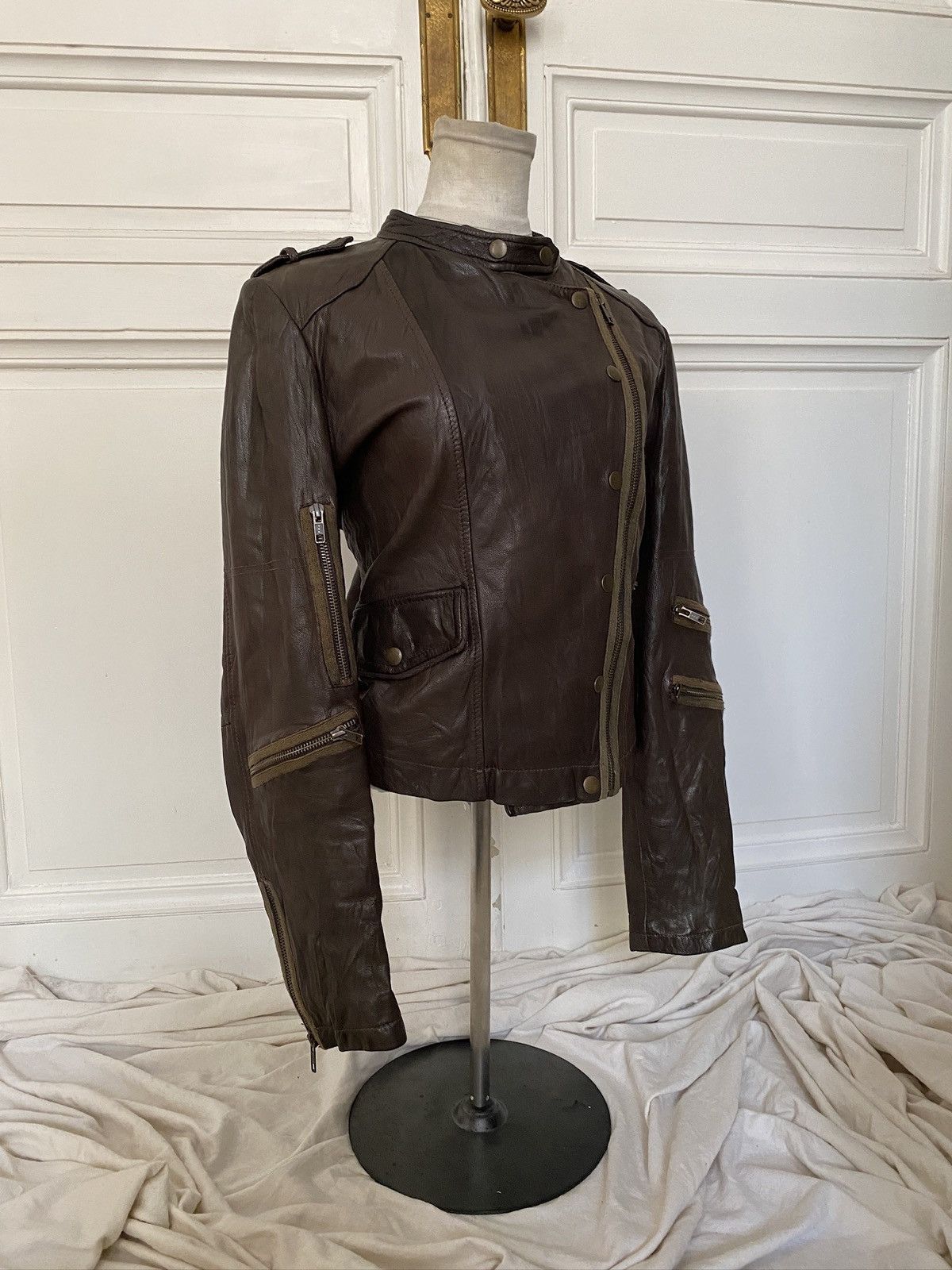Japanese Brand Archive asymmetrical military leather jacket Size L / US 10 / IT 46 - 1 Thumbnail
