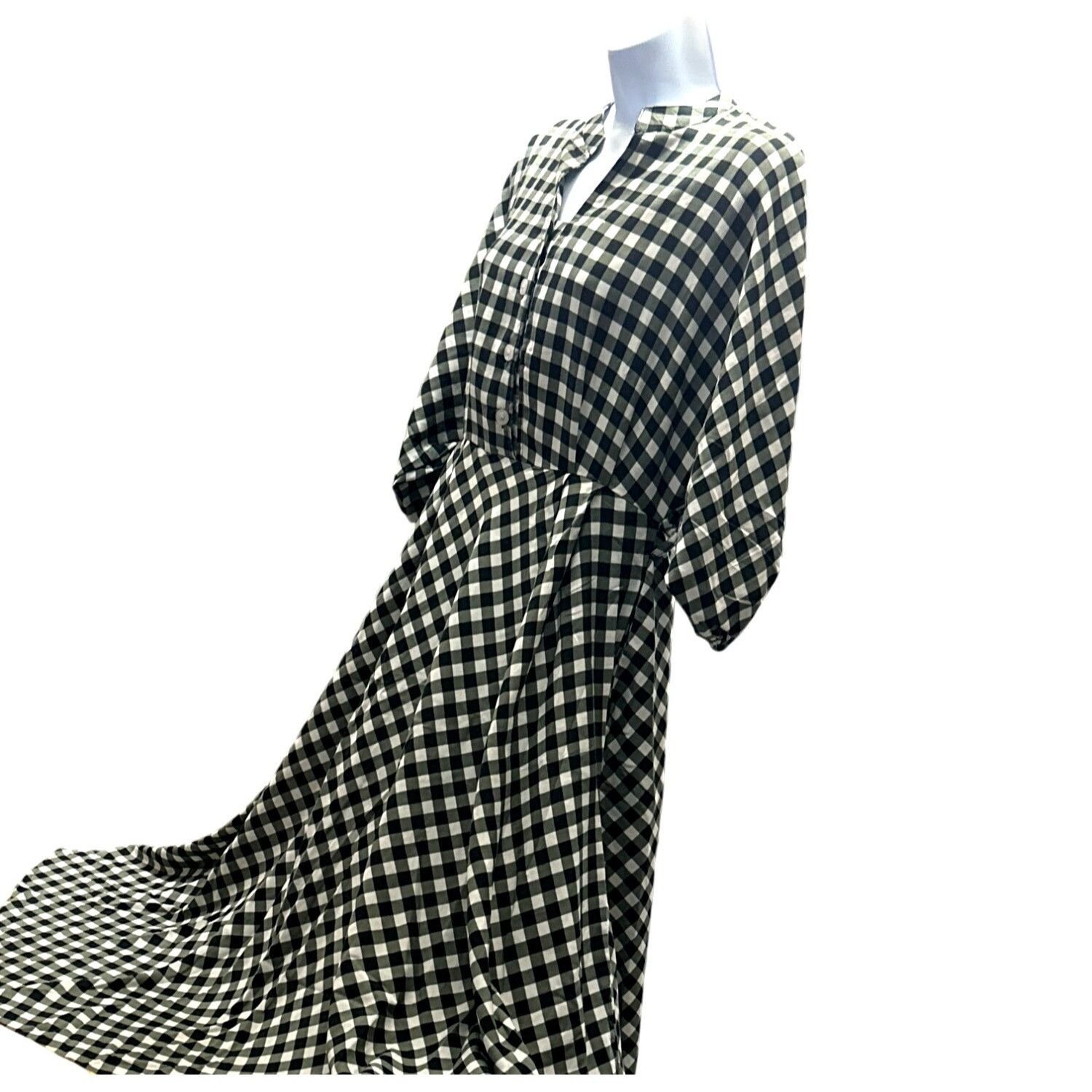 Other CCC Vintage Black White Gingham Checkered Midi Dress Button Size M / US 6-8 / IT 42-44 - 4 Thumbnail