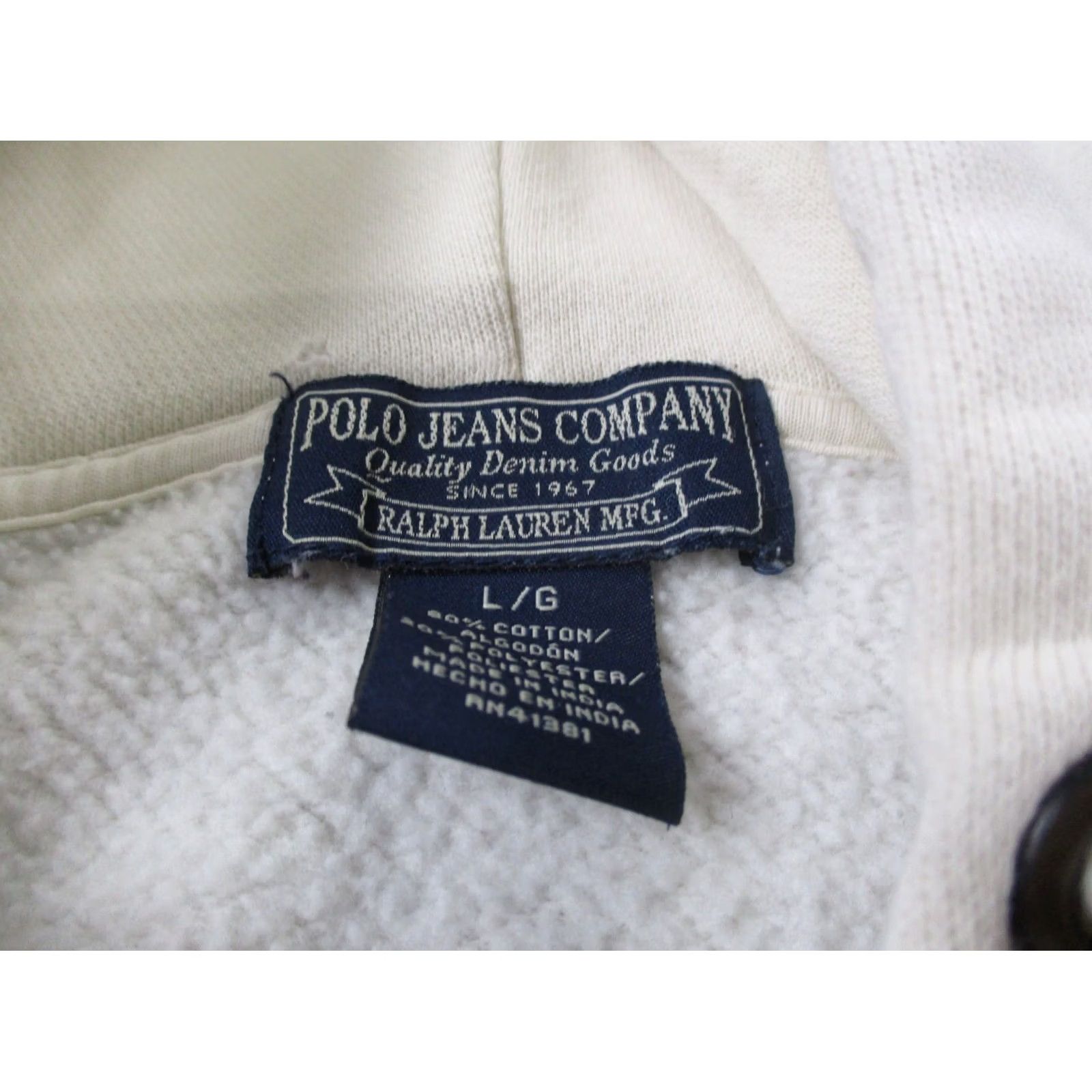 Polo Ralph Lauren Polo Ralph Lauren Jacket Mens L Windbreaker Hooded Full Zip Pockets Ivory Knit Casual Logo 67 Spellout Size US L / EU 52-54 / 3 - 6 Thumbnail
