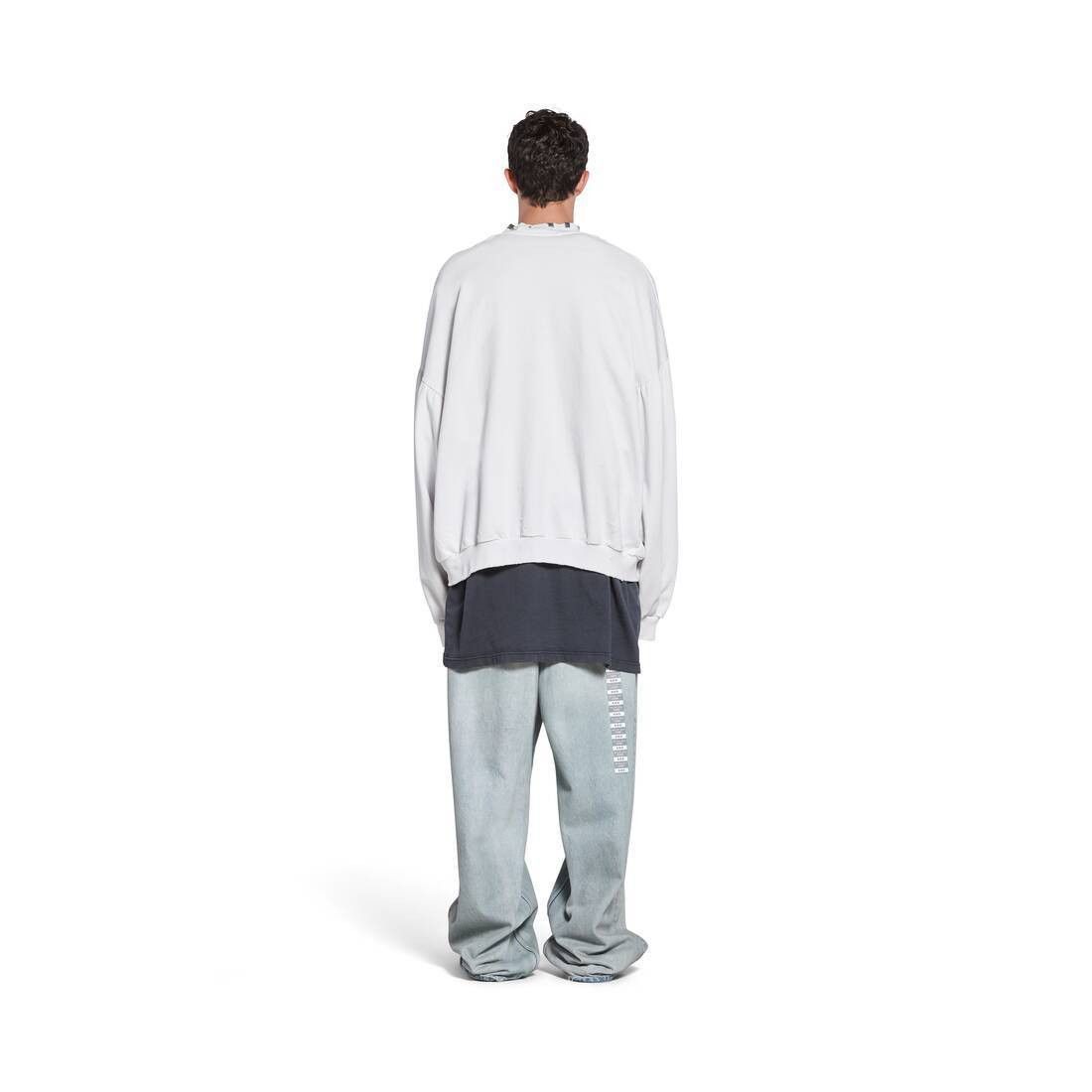 Balenciaga o1w1db11225 Pierced Round Sweatshirt Oversized in White Size US XL / EU 56 / 4 - 3 Thumbnail