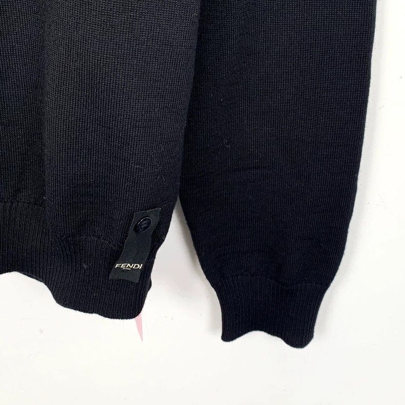 Fendi Fendi Black Logo Wool Long Sleeve Knit Sweater Size US M / EU 48-50 / 2 - 4 Thumbnail