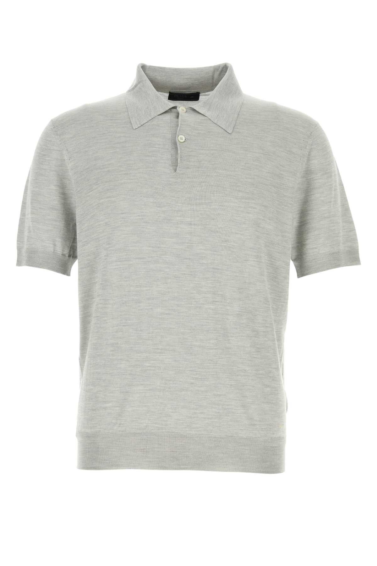 Prada Grey Silk Polo Shirt Size US XL / EU 56 / 4 - 1 Thumbnail