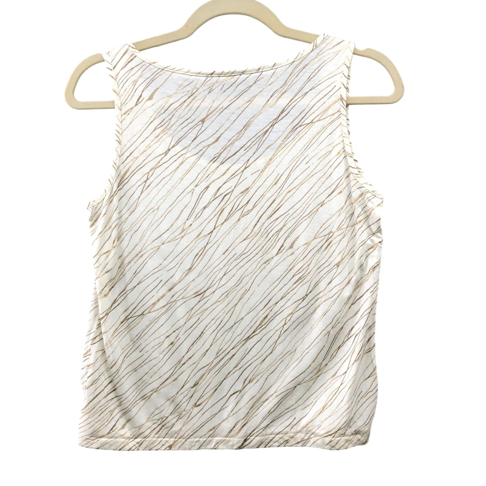 Talbots VINTAGE Talbots Tank Top Womens Small S Cream Gold Metallic Lyocell Jersey Stretchy Casual Size S / US 4 / IT 40 - 2 Thumbnail