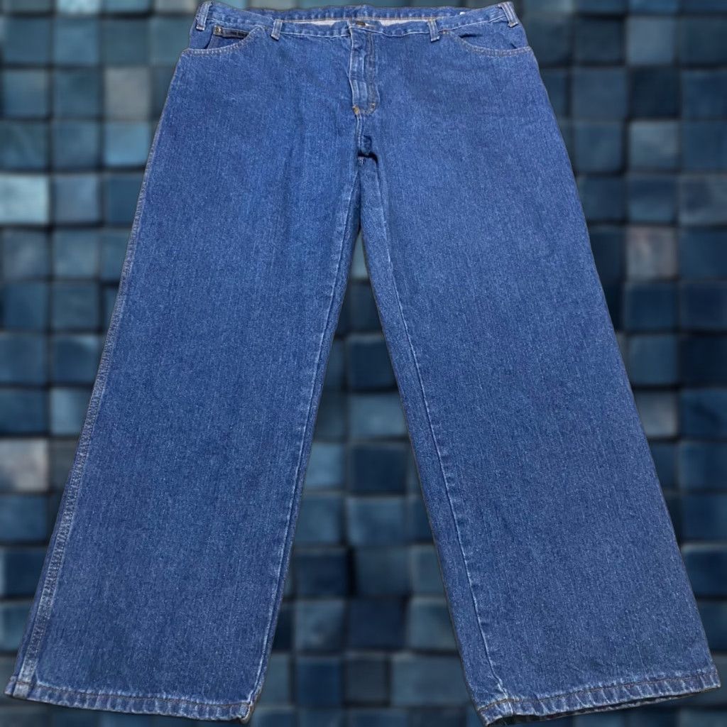 Dickies Dickies Mens Jeans Blue Denim Medium Wash Relaxed Straight Mid Rise Work 42x30 - 5-Pocket Design Regular Waist Size US 42 / EU 58 - 1 Thumbnail